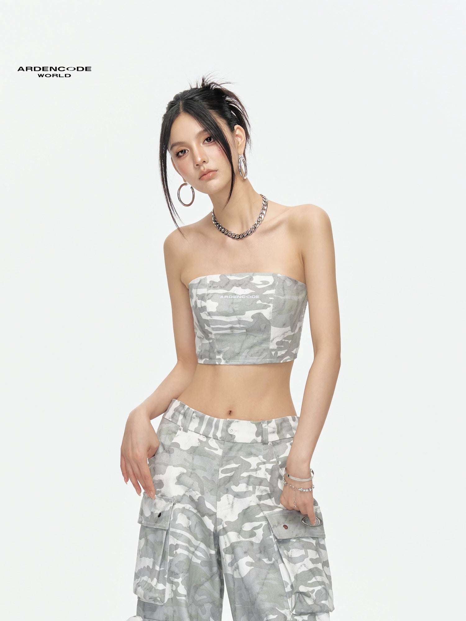 Arden Code Camouflage embroidery strap sleeveless vest