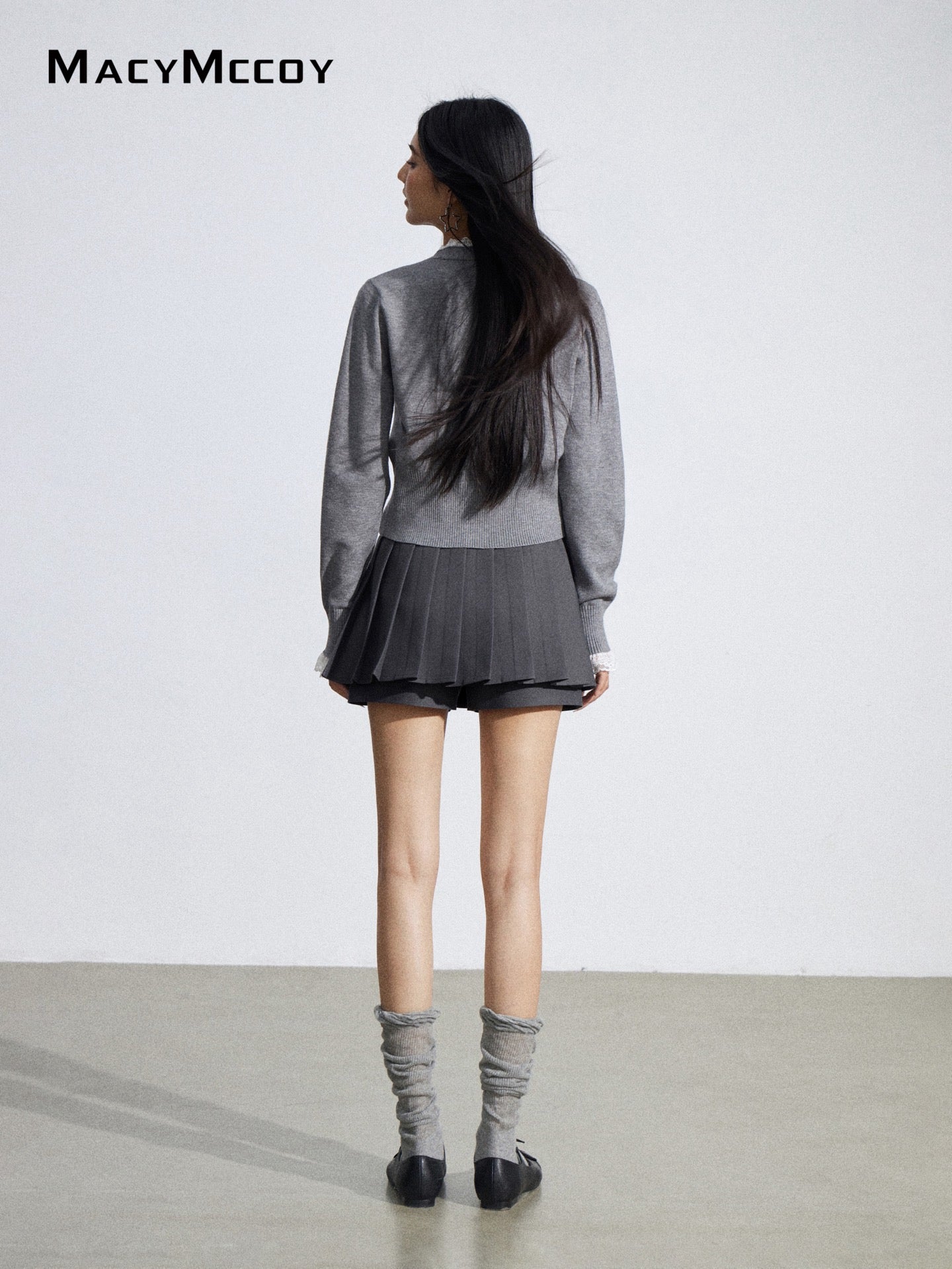 MacyMccoy MMC2026025 Fake two-piece patchwork pleated skirt