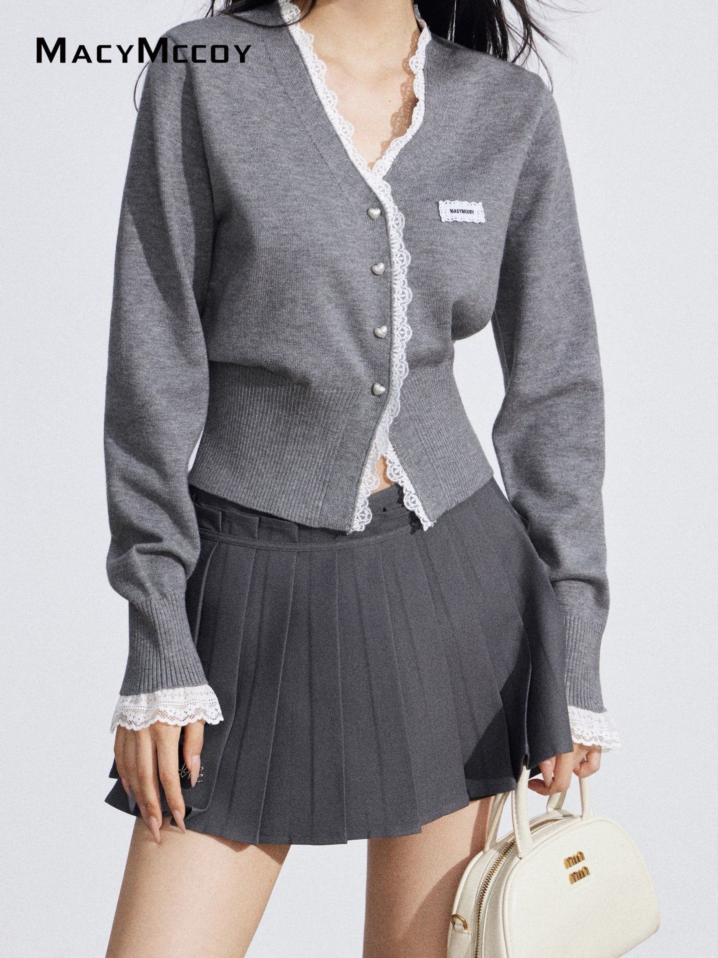 MacyMccoy MMC2026020 Lace patchwork knitted cardigan