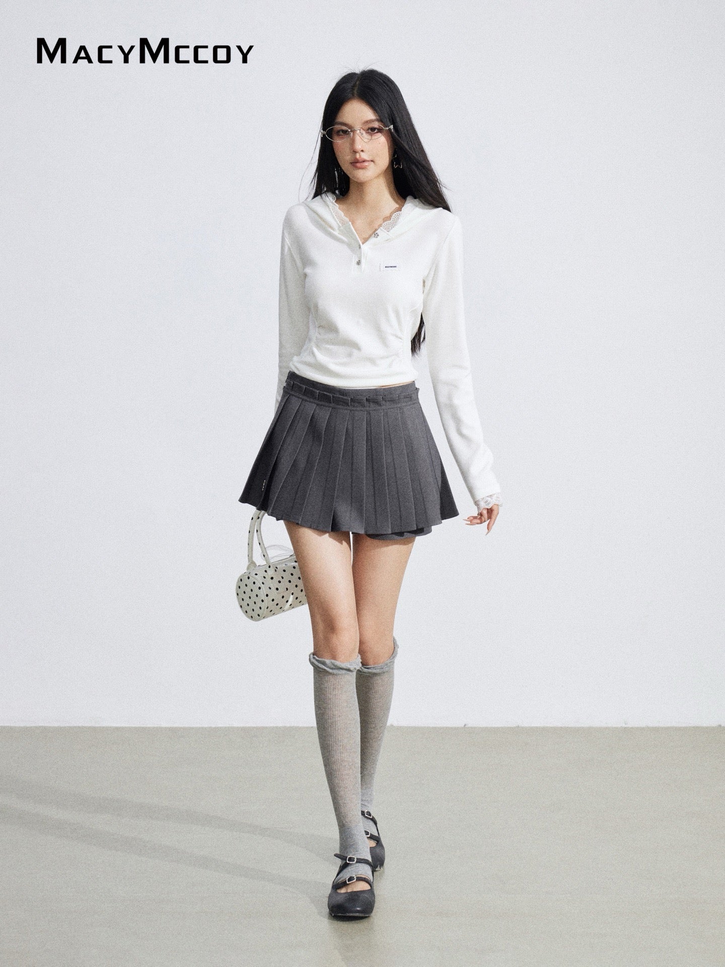 MacyMccoy MMC2026025 Fake two-piece patchwork pleated skirt