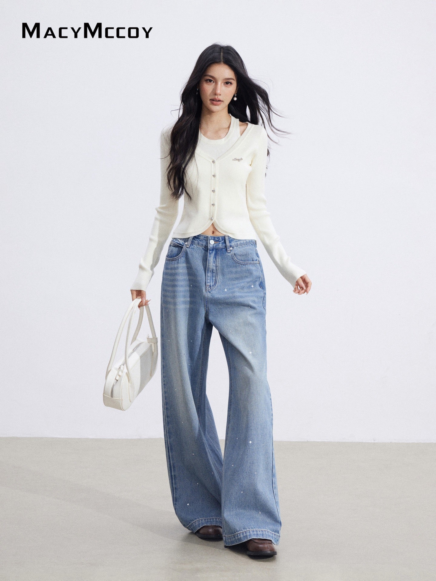 MacyMccoy MMC2026022 Fake two hollow knitted tops