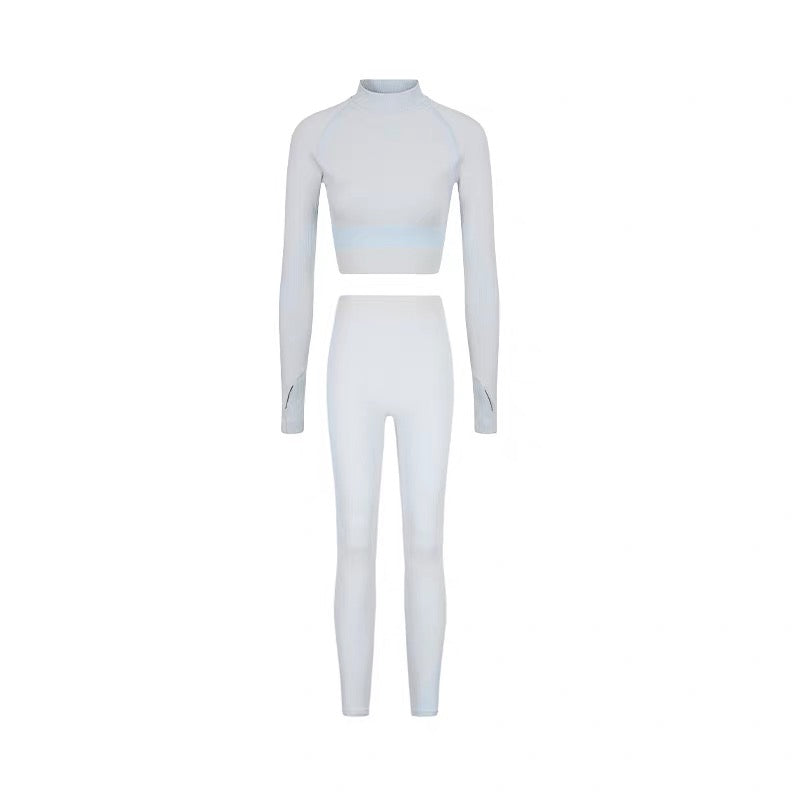 EDGII ED50AW13001&ED50AW13002 Integrated woven contrasting base top +yoga pants