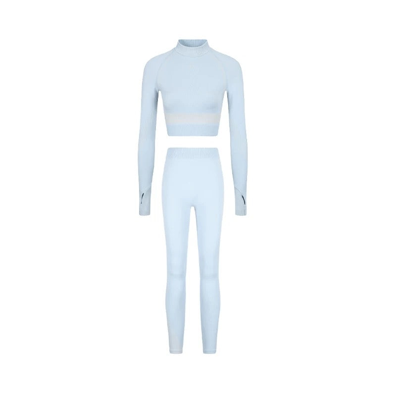 EDGII ED50AW13001&ED50AW13002 Integrated woven contrasting base top +yoga pants