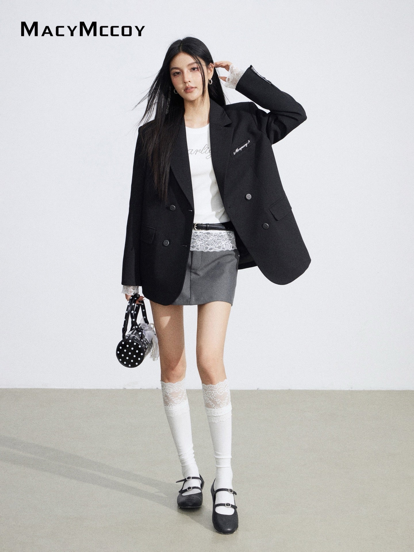 MacyMccoy MMC2026018 Lace patchwork silhouette suit