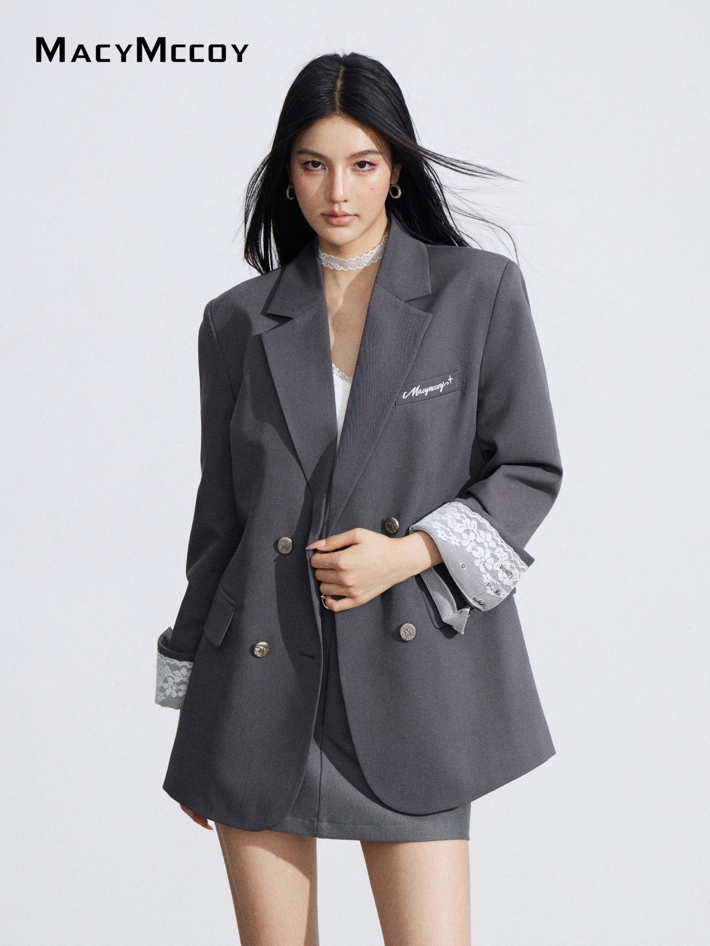 MacyMccoy MMC2026018 Lace patchwork silhouette suit