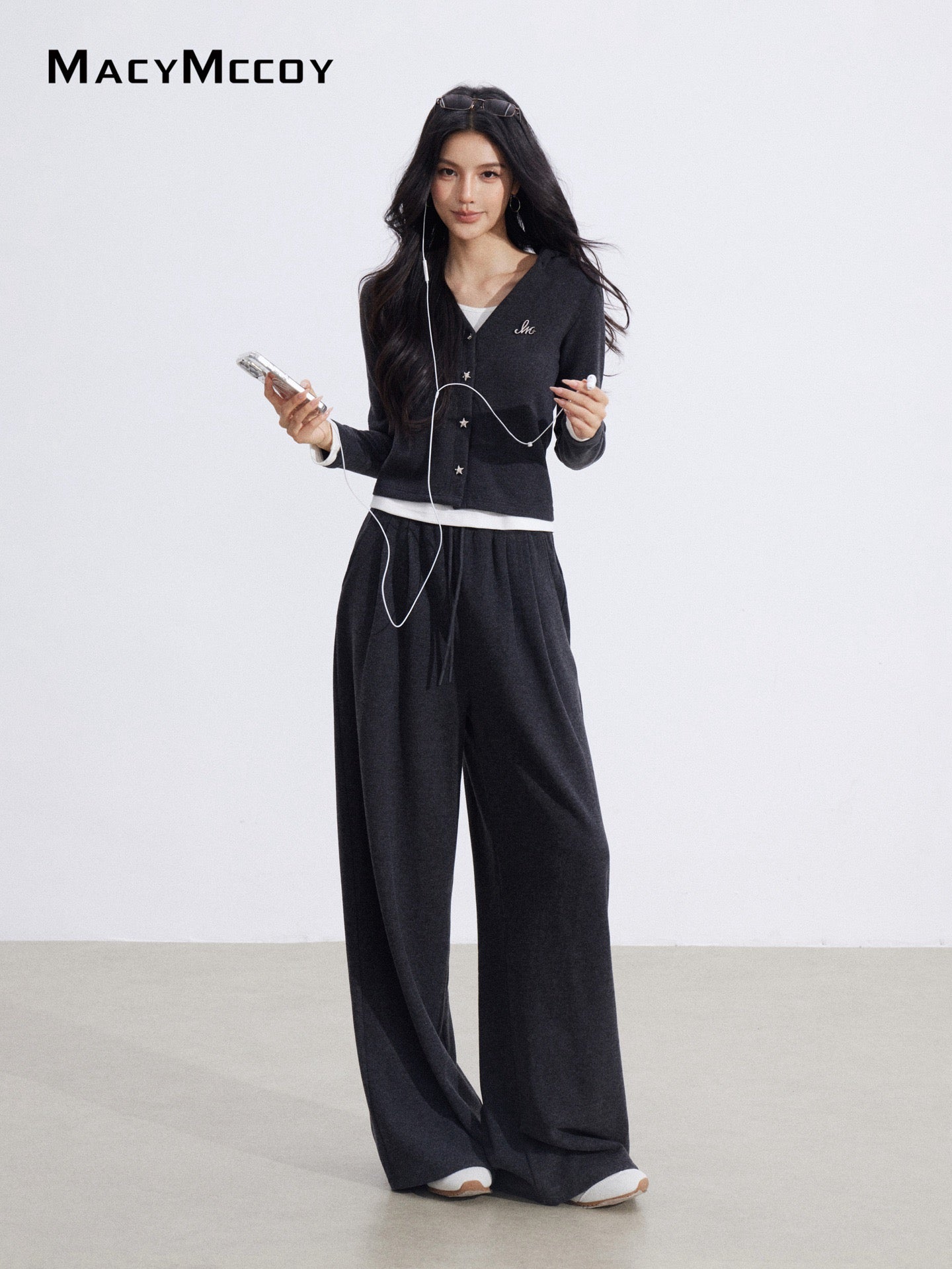 MacyMccoy MMC2026017 Fake two piece hooded set