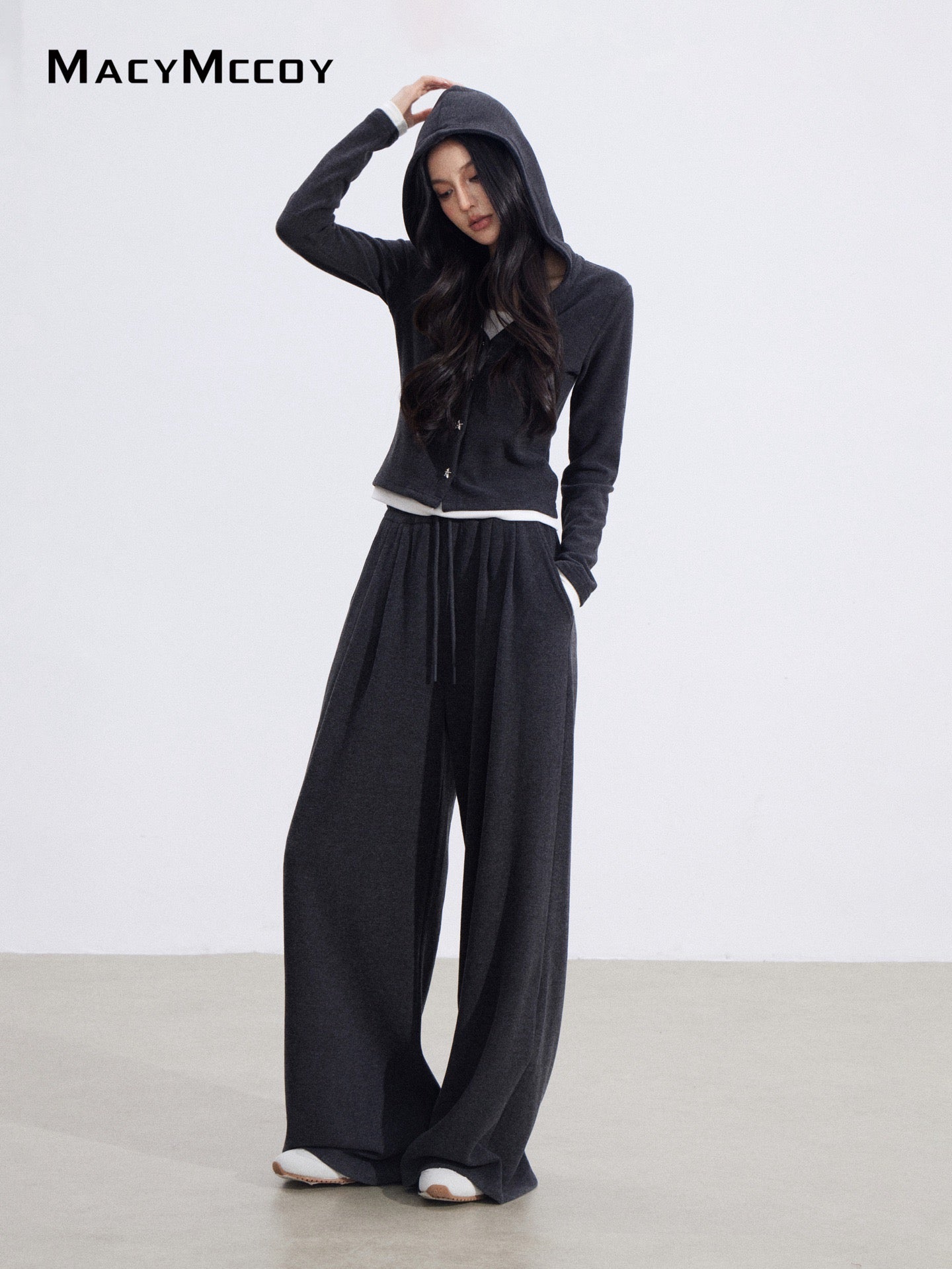 MacyMccoy MMC2026017 Fake two piece hooded set