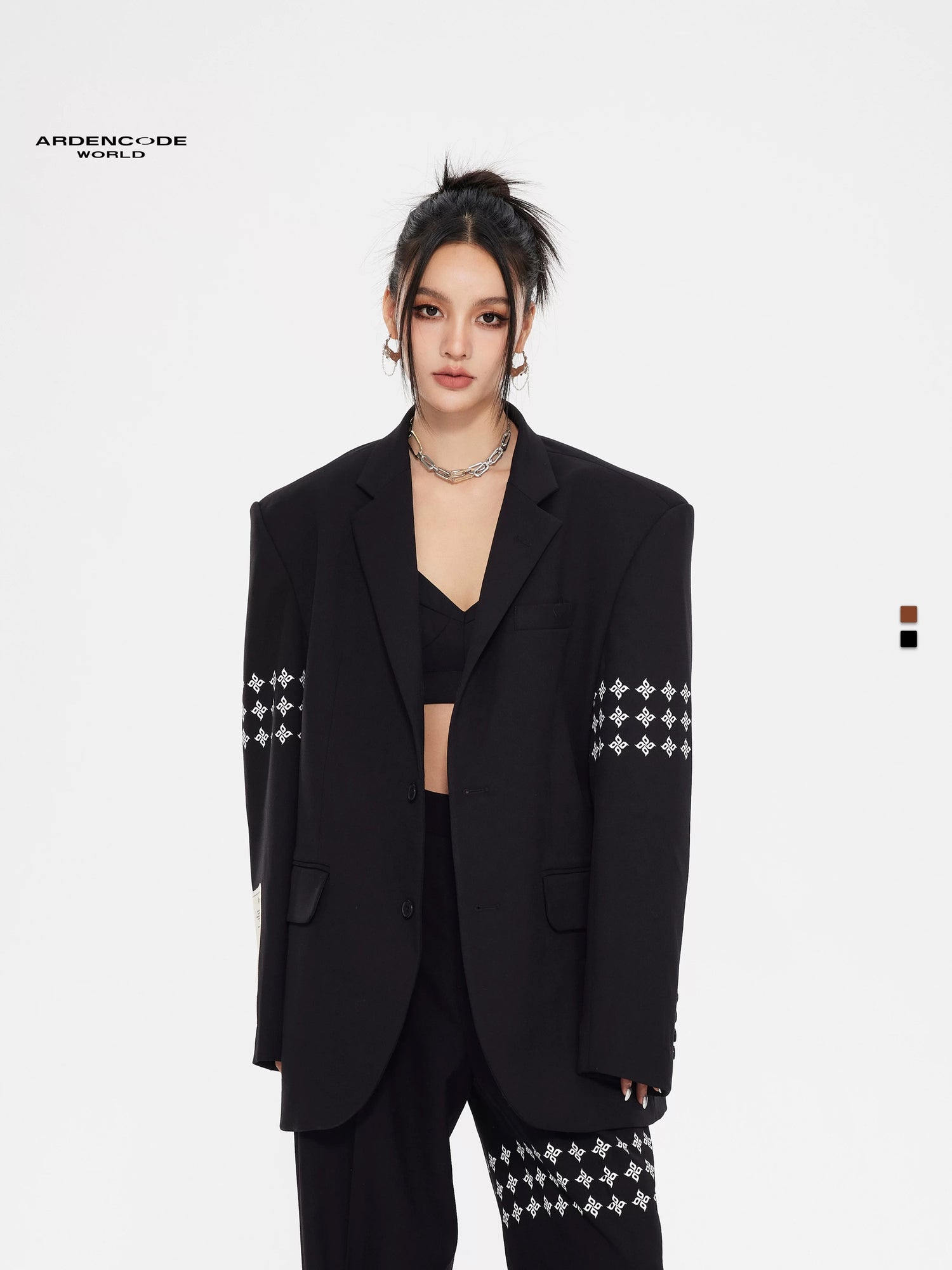 Arden Code Cross printed suit jacket + pants