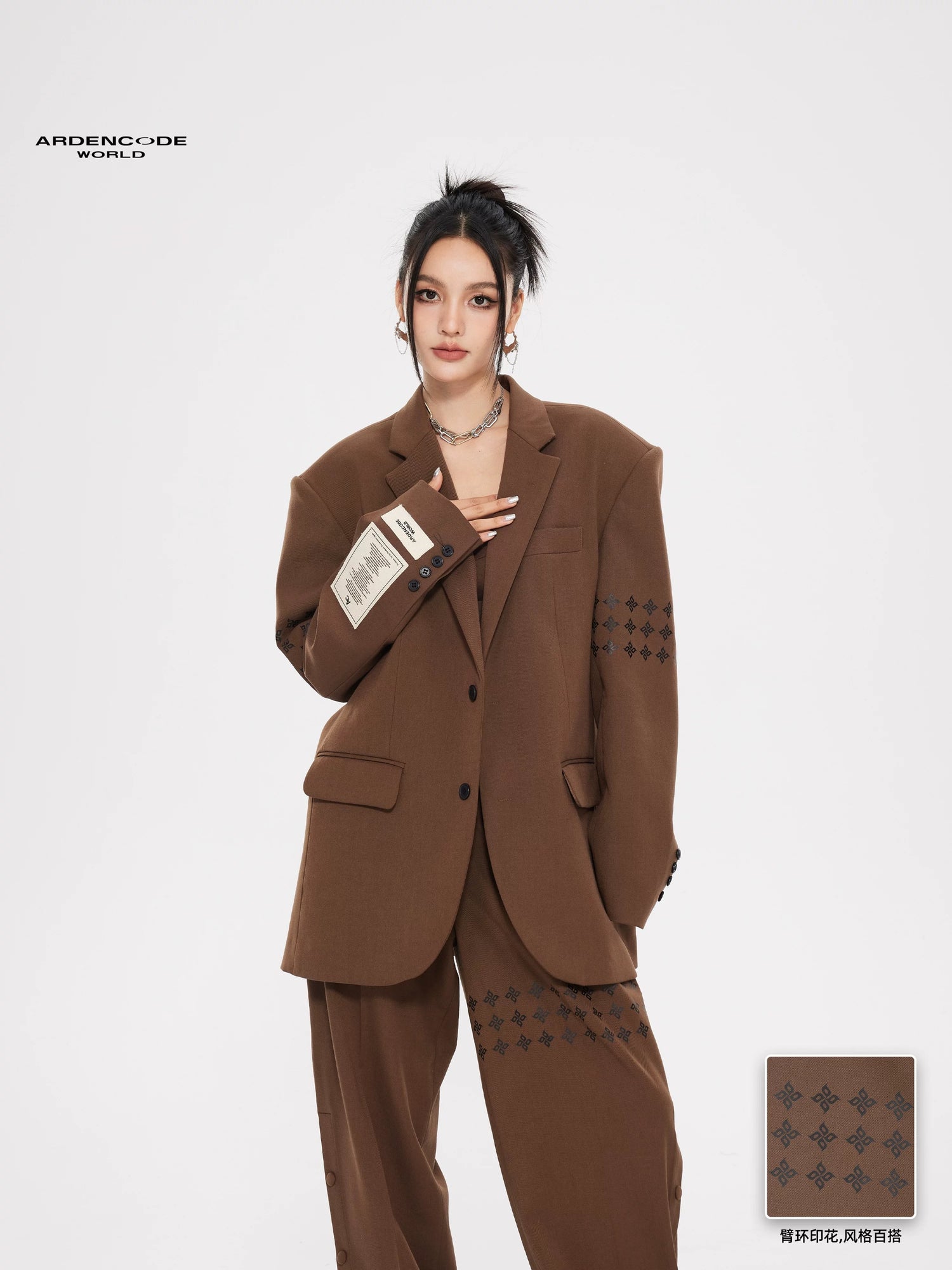 Arden Code Cross printed suit jacket + pants