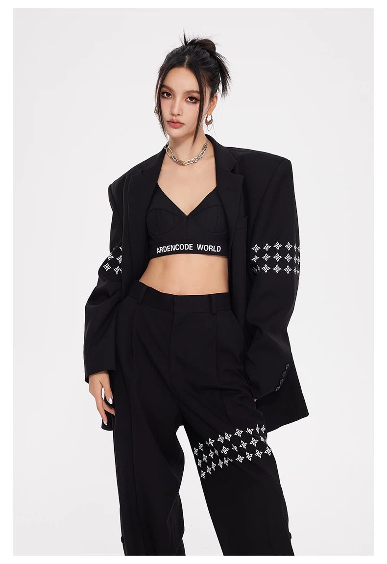 Arden Code Cross printed suit jacket + pants