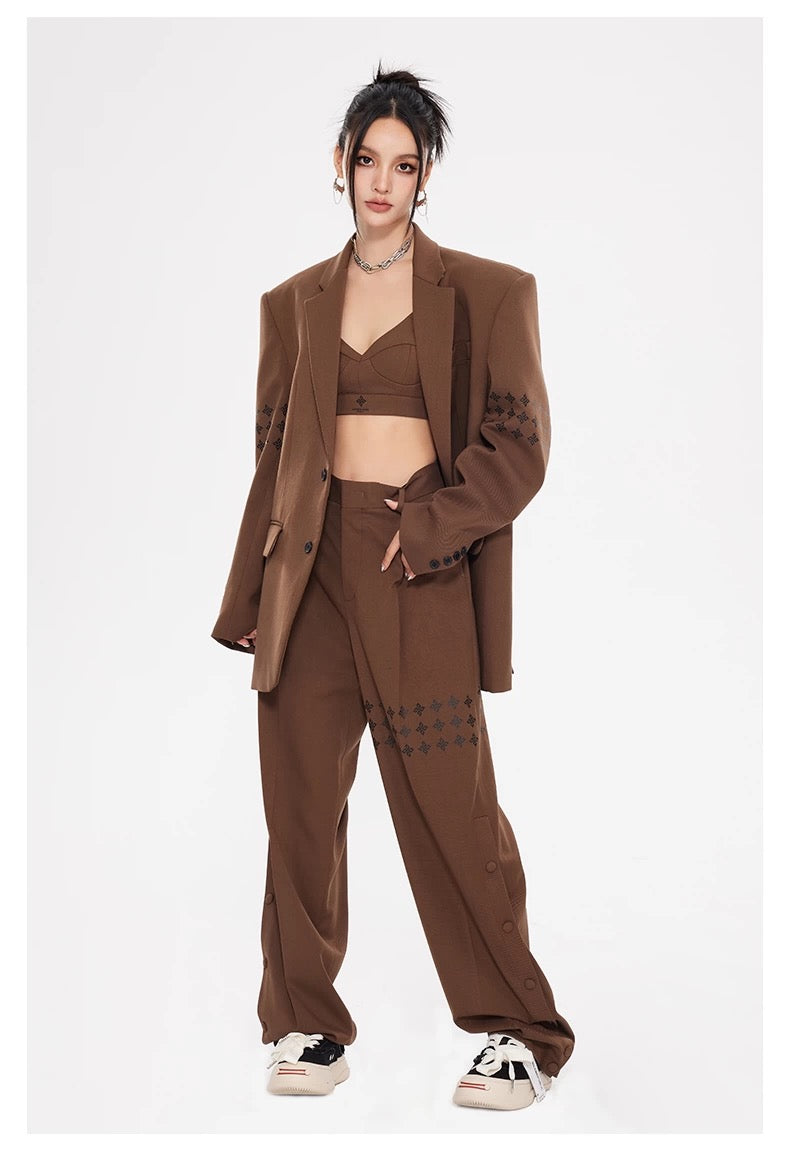 Arden Code Cross printed suit jacket + pants