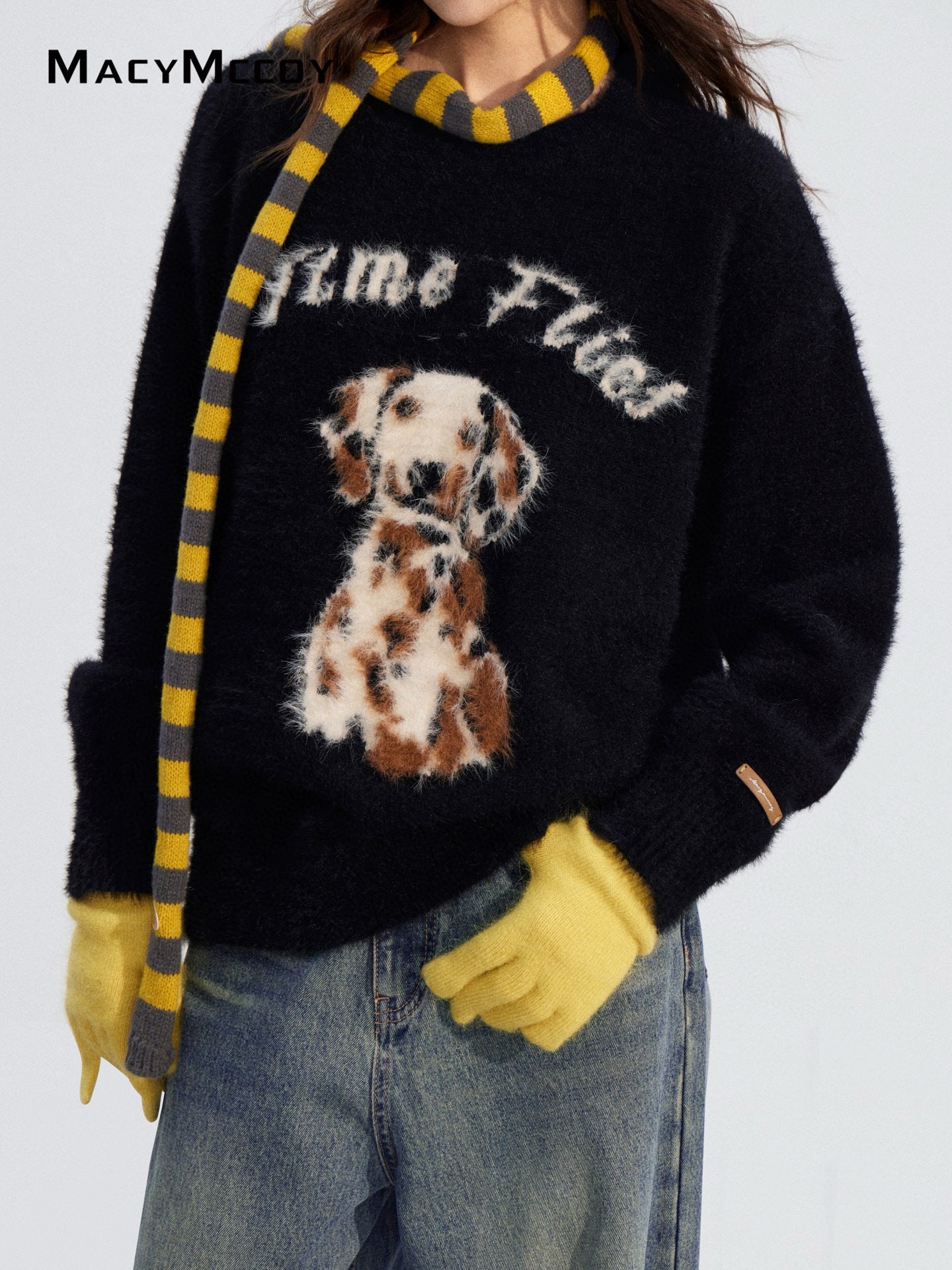 MacyMccoy MMC2025198 Cartoon puppy mink fur sweater