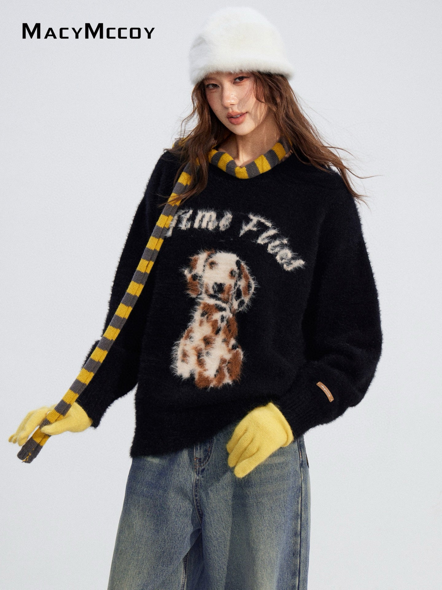 MacyMccoy MMC2025198 Cartoon puppy mink fur sweater