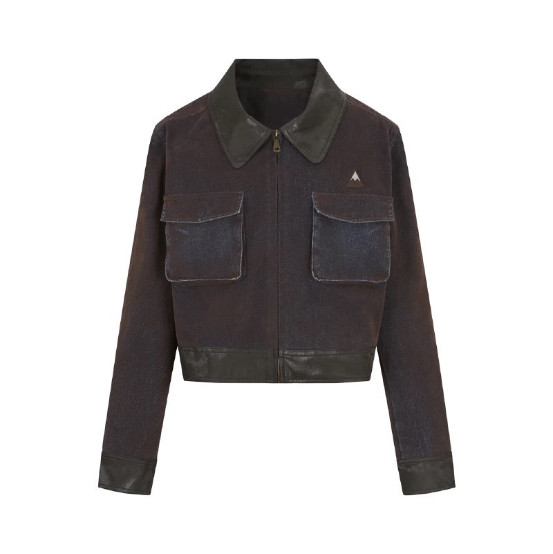 EDGII ED50AW15001 Cowboy collar patchwork jacket