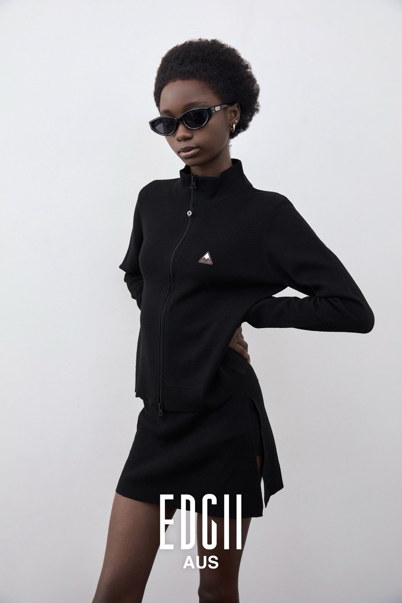 EDGII ED50AW12010 Double zipper knitted cardigan
