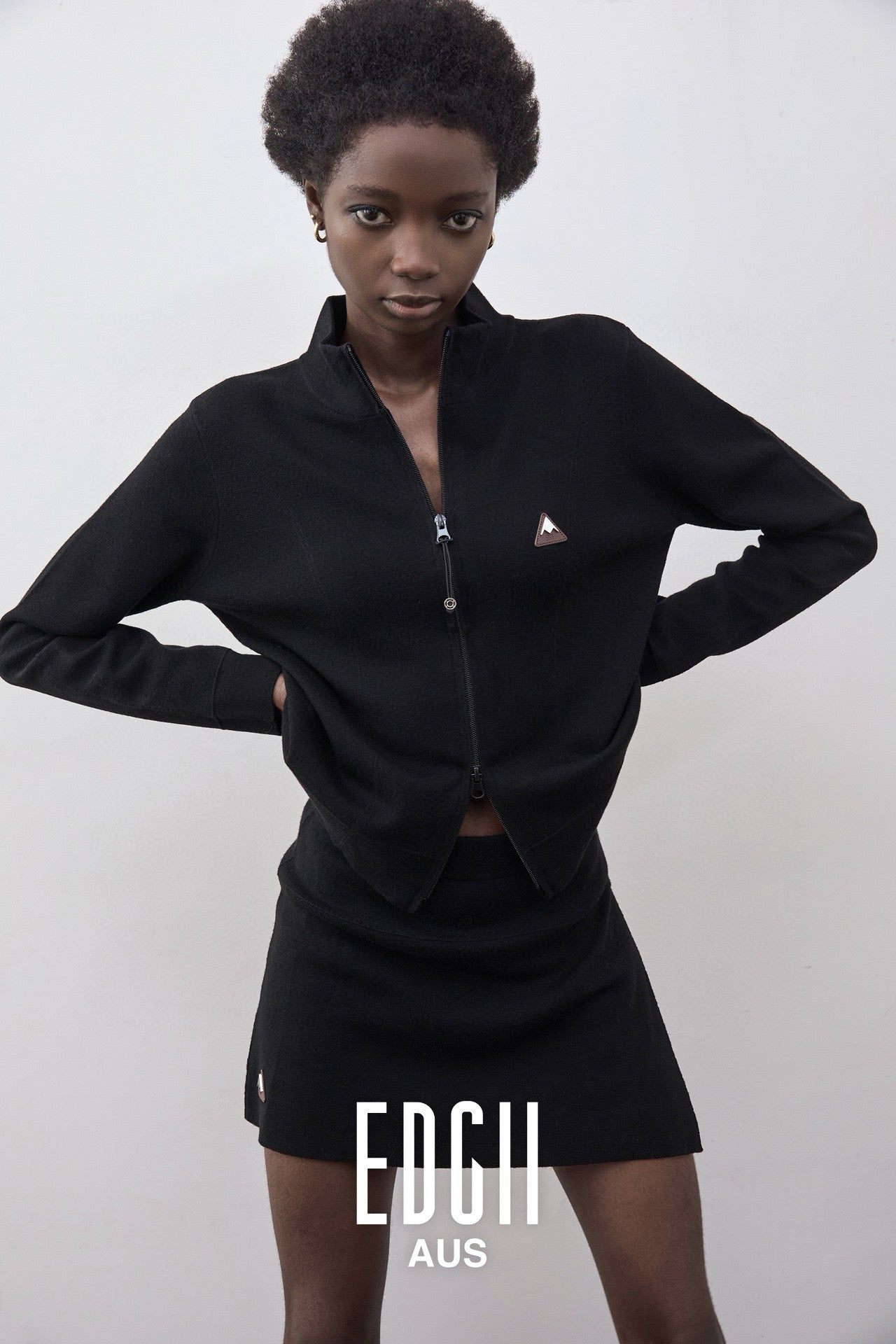 EDGII ED50AW12010 Double zipper knitted cardigan