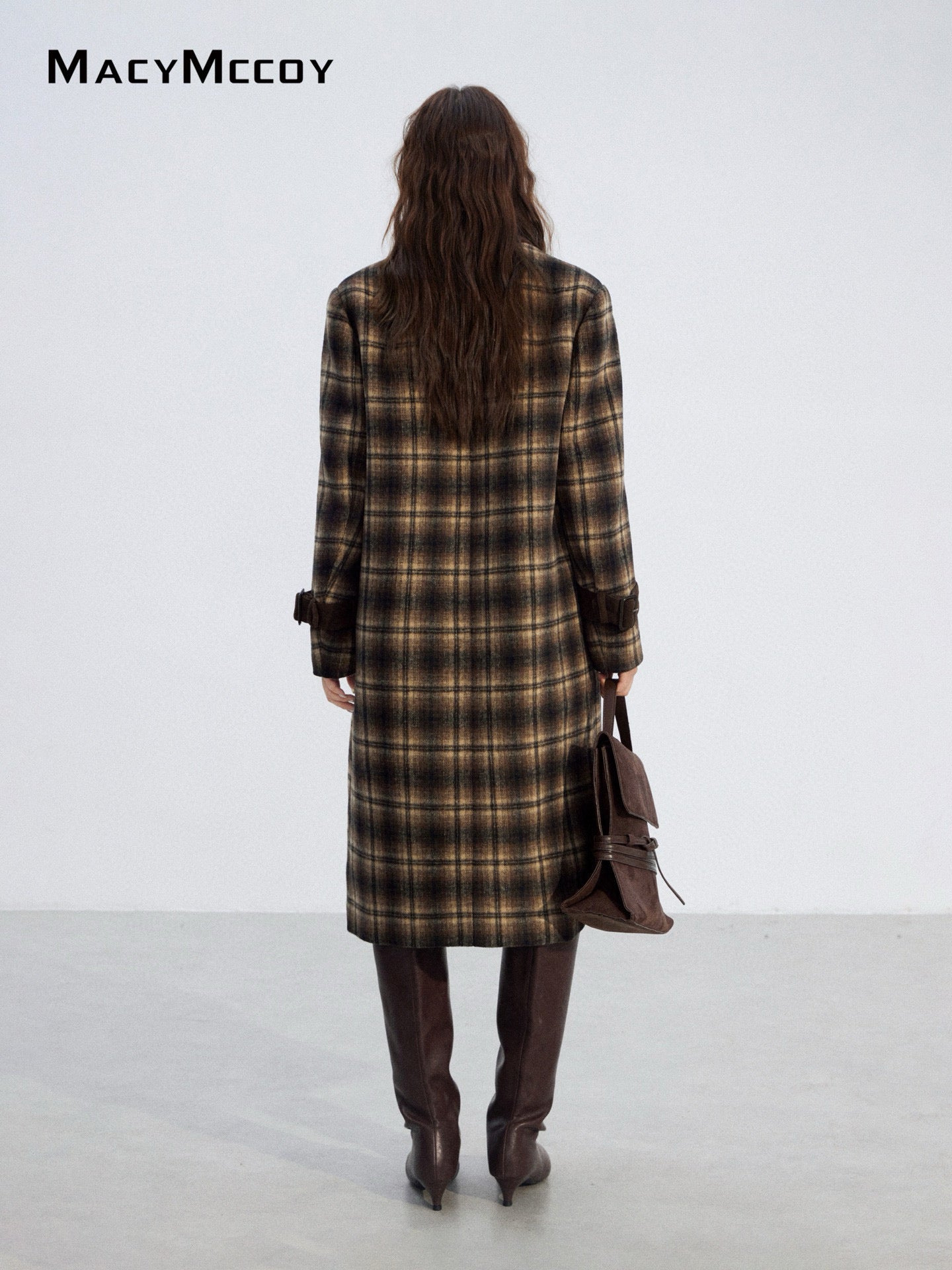 MacyMccoy MMC2025211 Plaid patchwork woolen coat