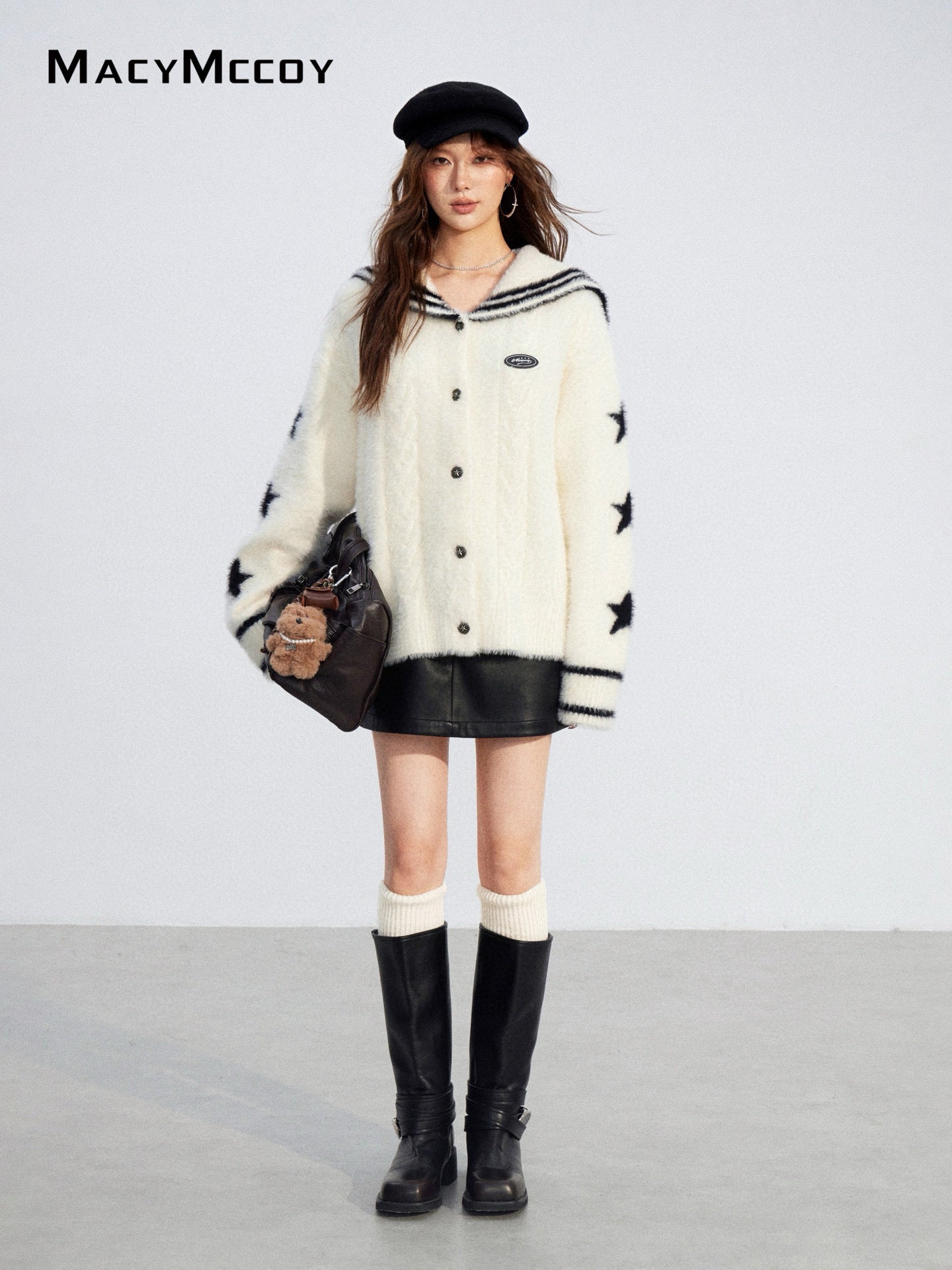 MacyMccoy MMC2025213 Large collar mink fur sweater