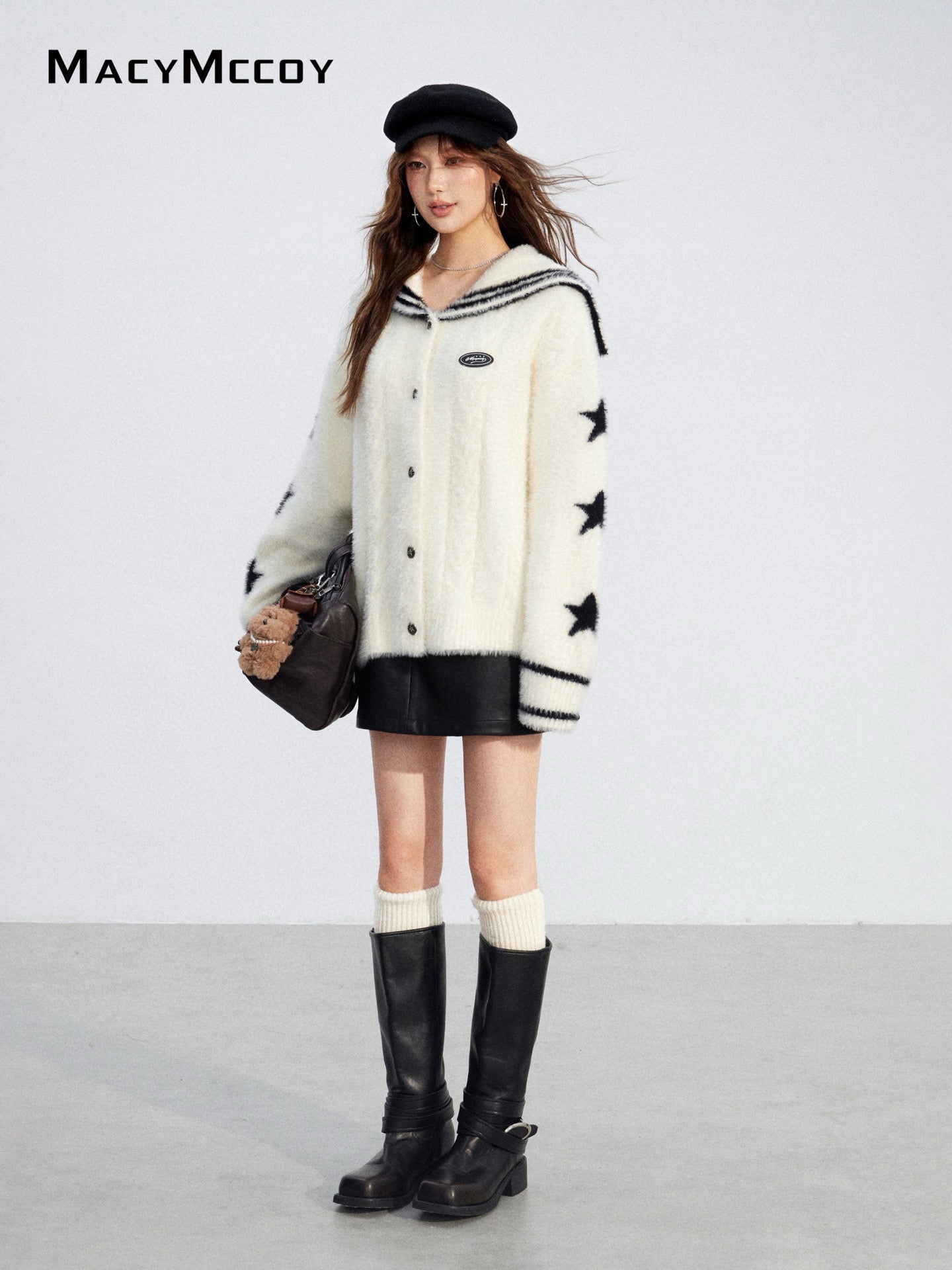 MacyMccoy MMC2025213 Large collar mink fur sweater