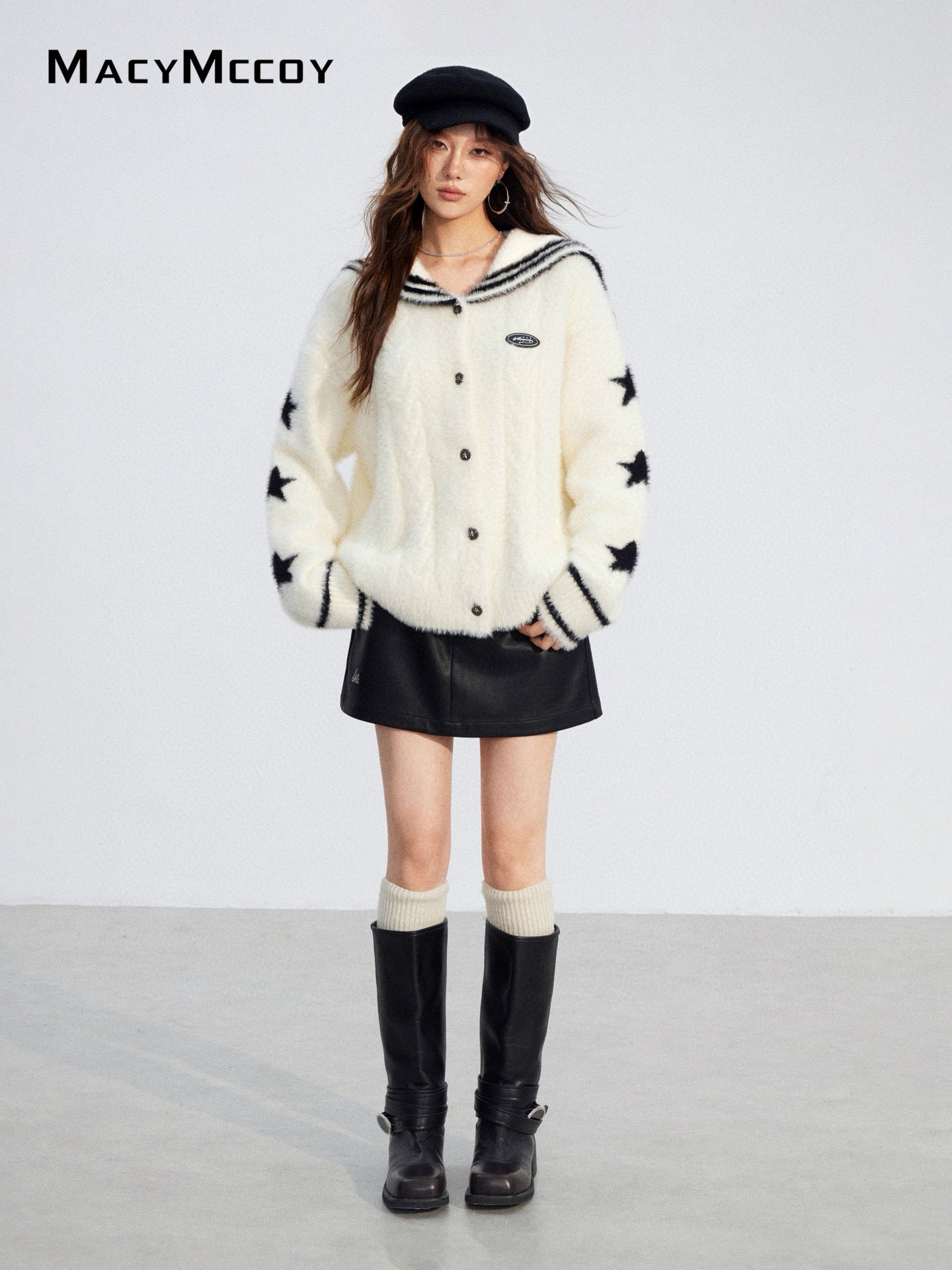 MacyMccoy MMC2025213 Large collar mink fur sweater