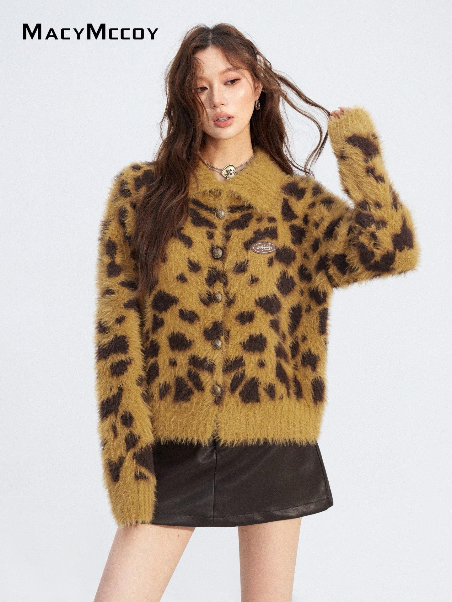 MacyMccoy MMC2025206 Mink fur leopard print sweater