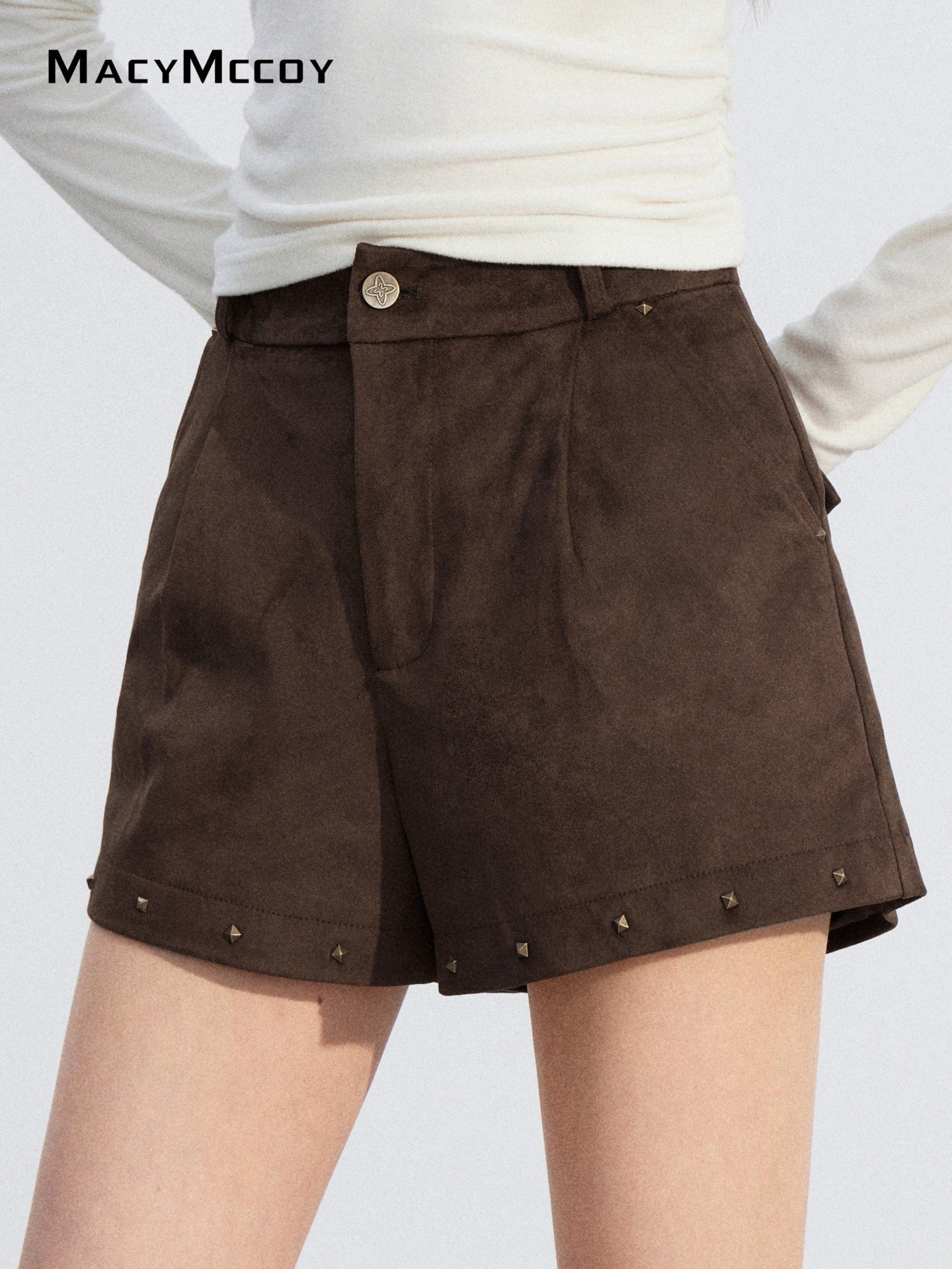 MacyMccoy MMC2025217 Riveted leather velvet shorts