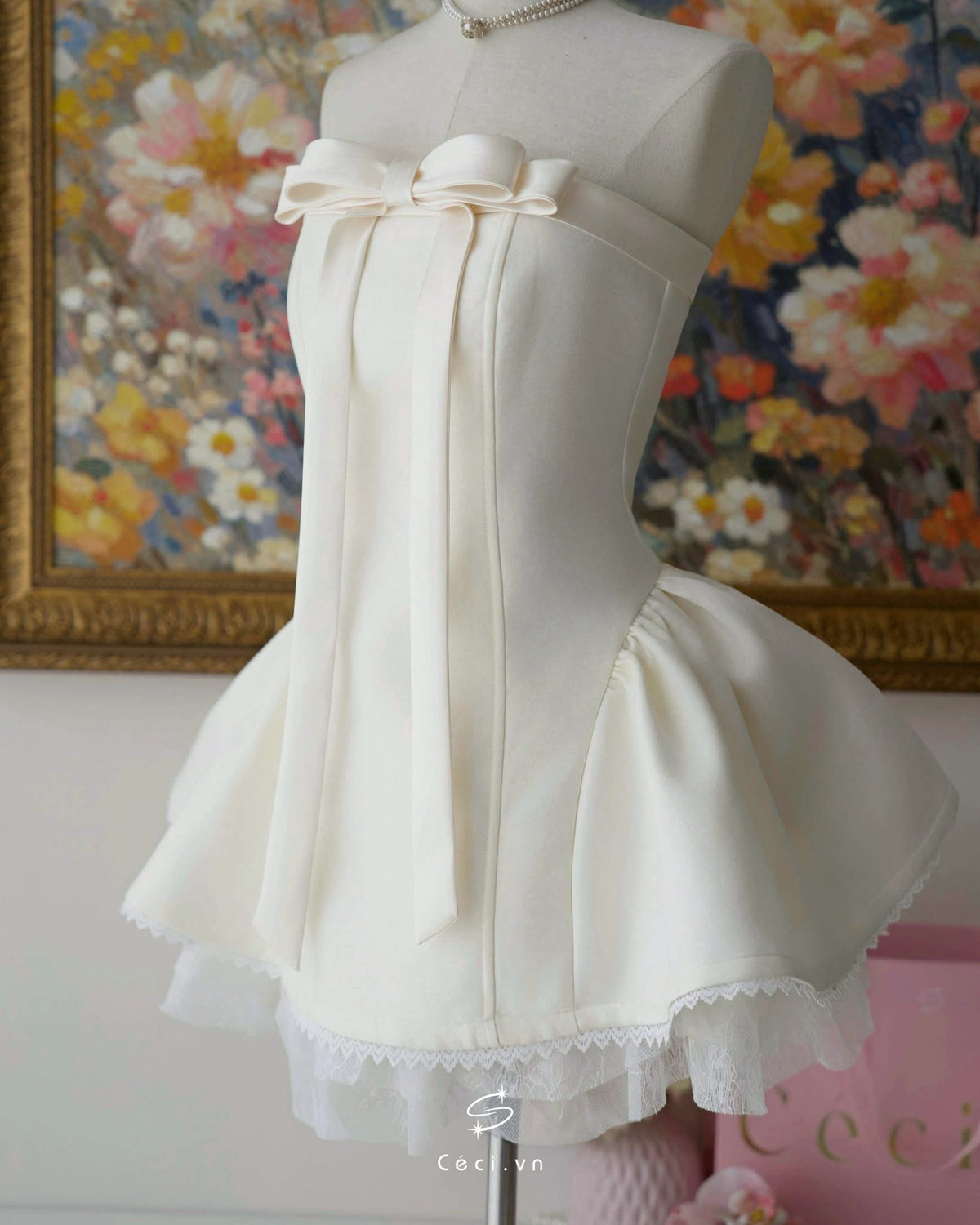Ceci Alissa Tafta Dress (Cream)