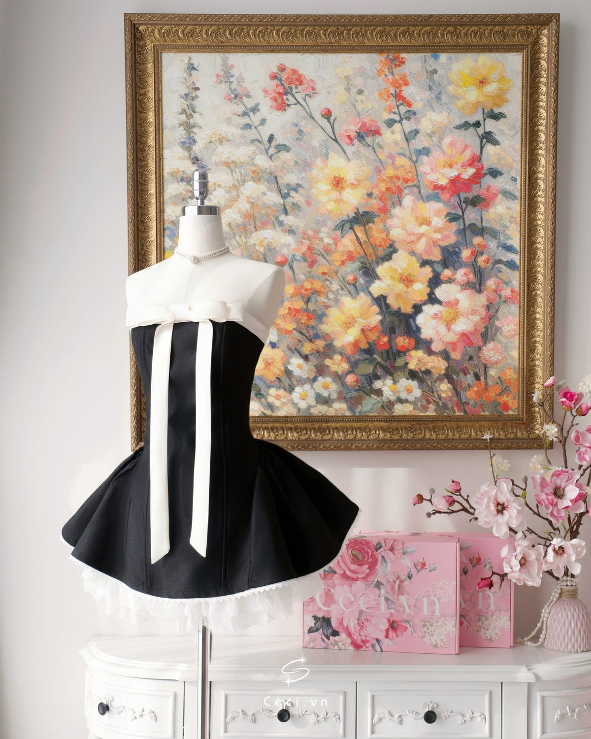 Ceci Alissa Tafta Dress (Black)
