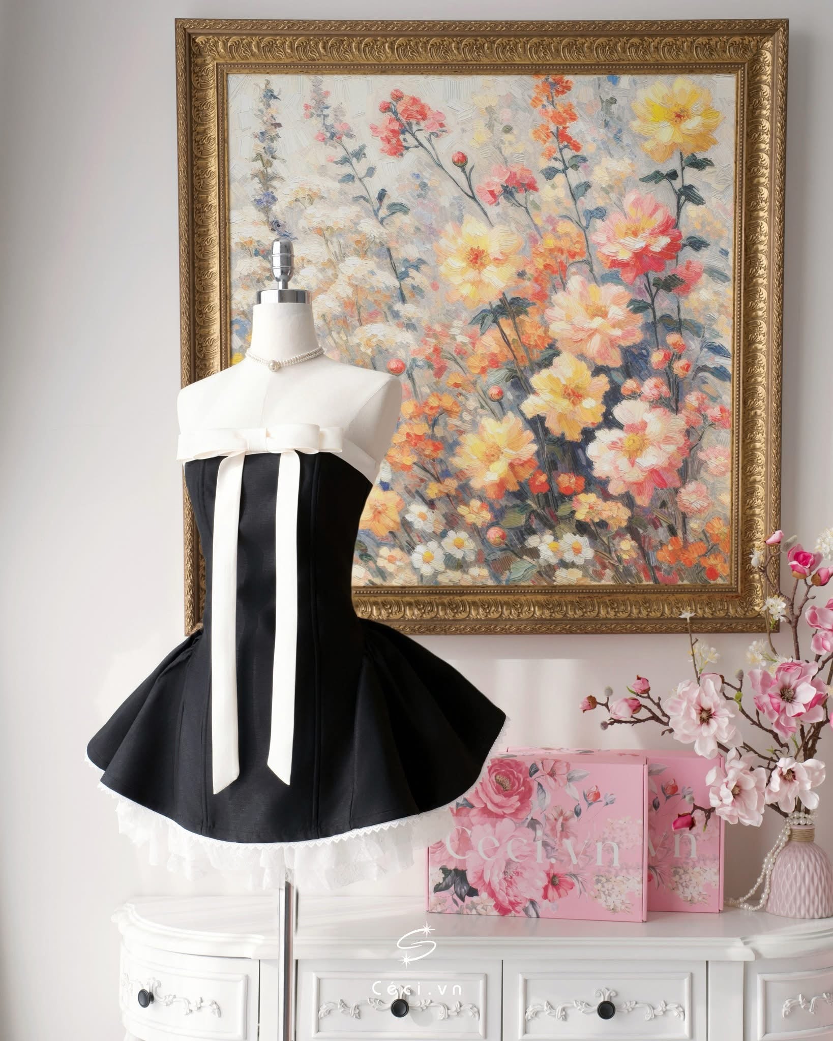 Ceci Alissa Tafta Dress (Black)