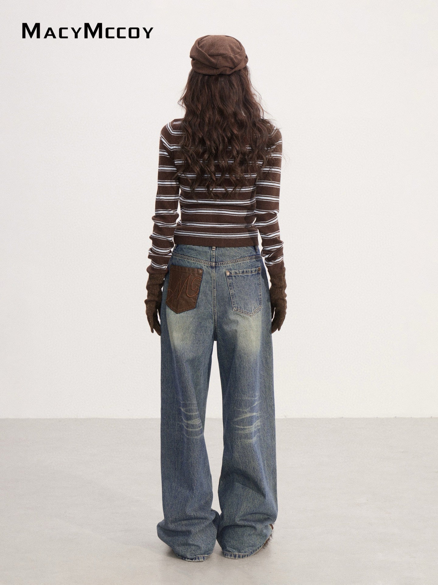 MacyMccoy MMC2025223 Fake two striped knitted tops