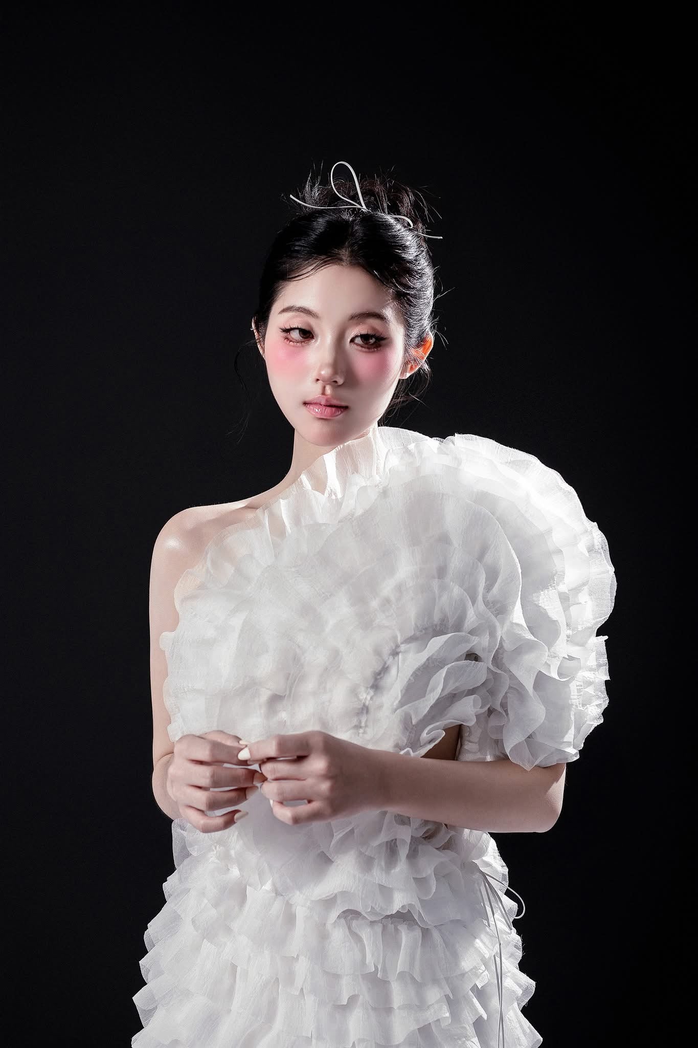 Raffiné ROSÉ ASYMMETRICAL RUFFLED MINI DRESS