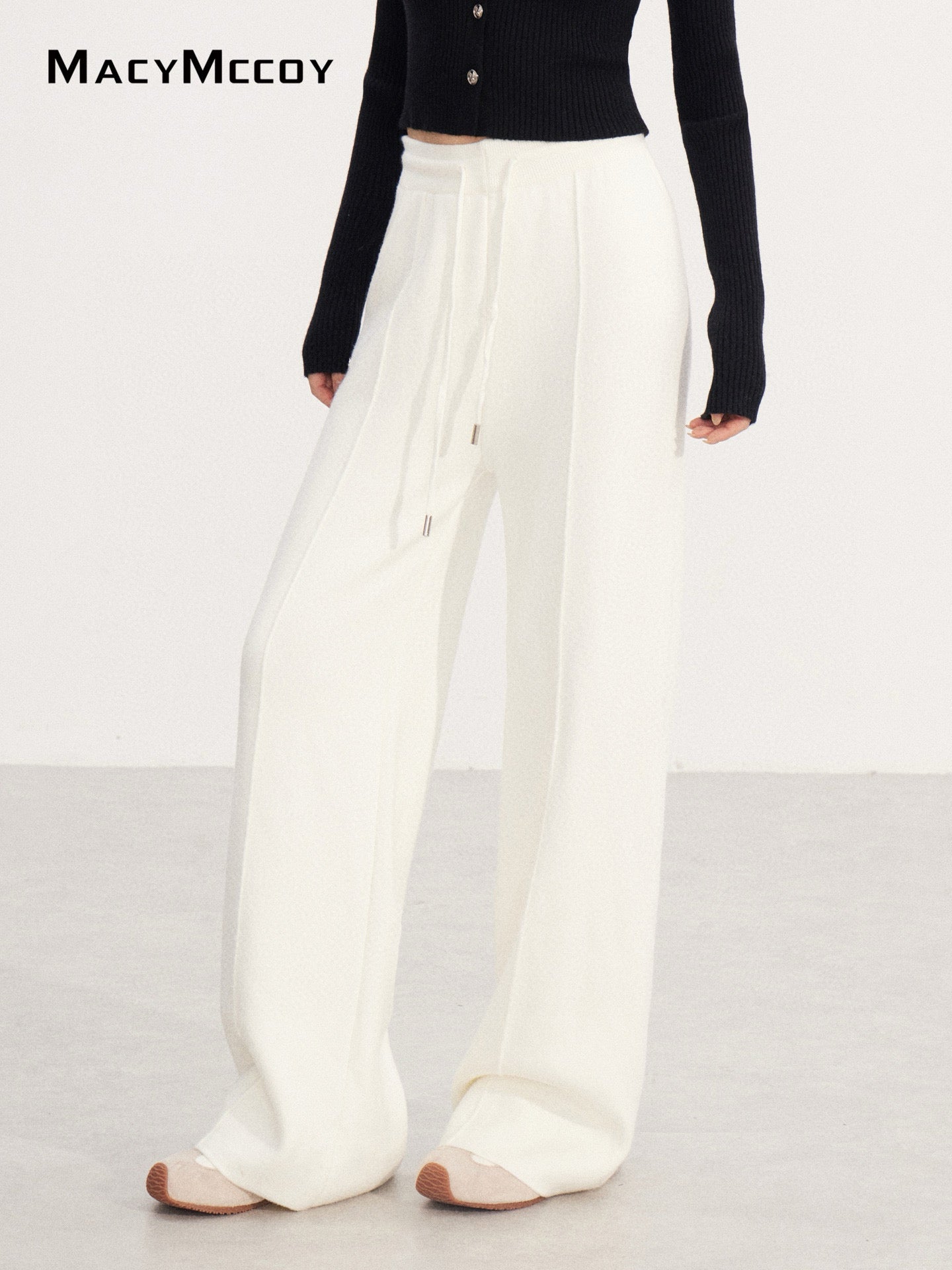 MacyMccoy MMC2025225 Velvet knitted wide leg pants