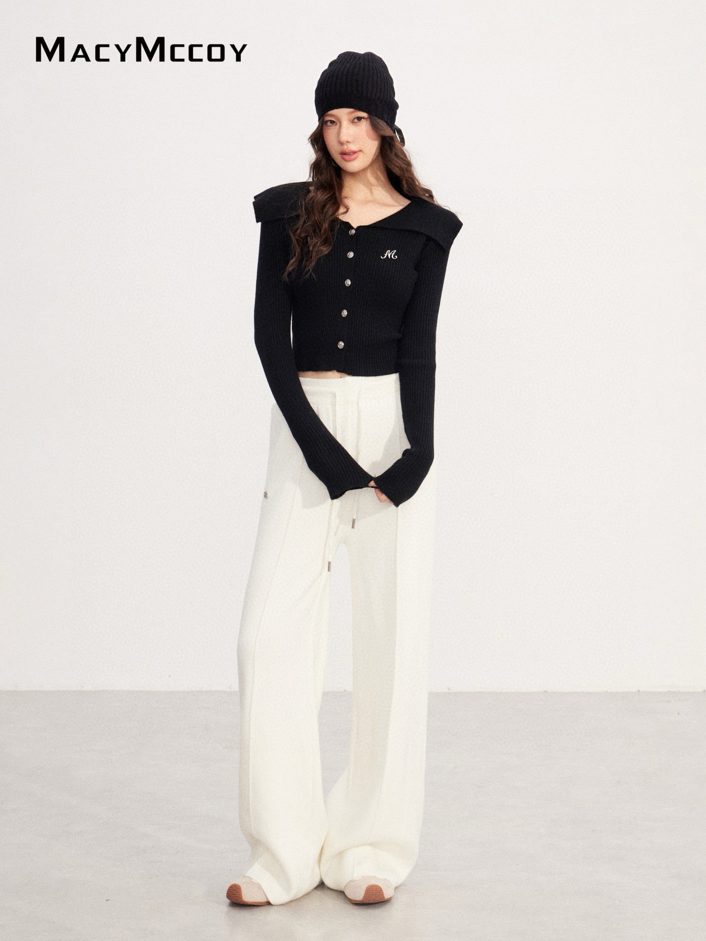 MacyMccoy MMC2025225 Velvet knitted wide leg pants