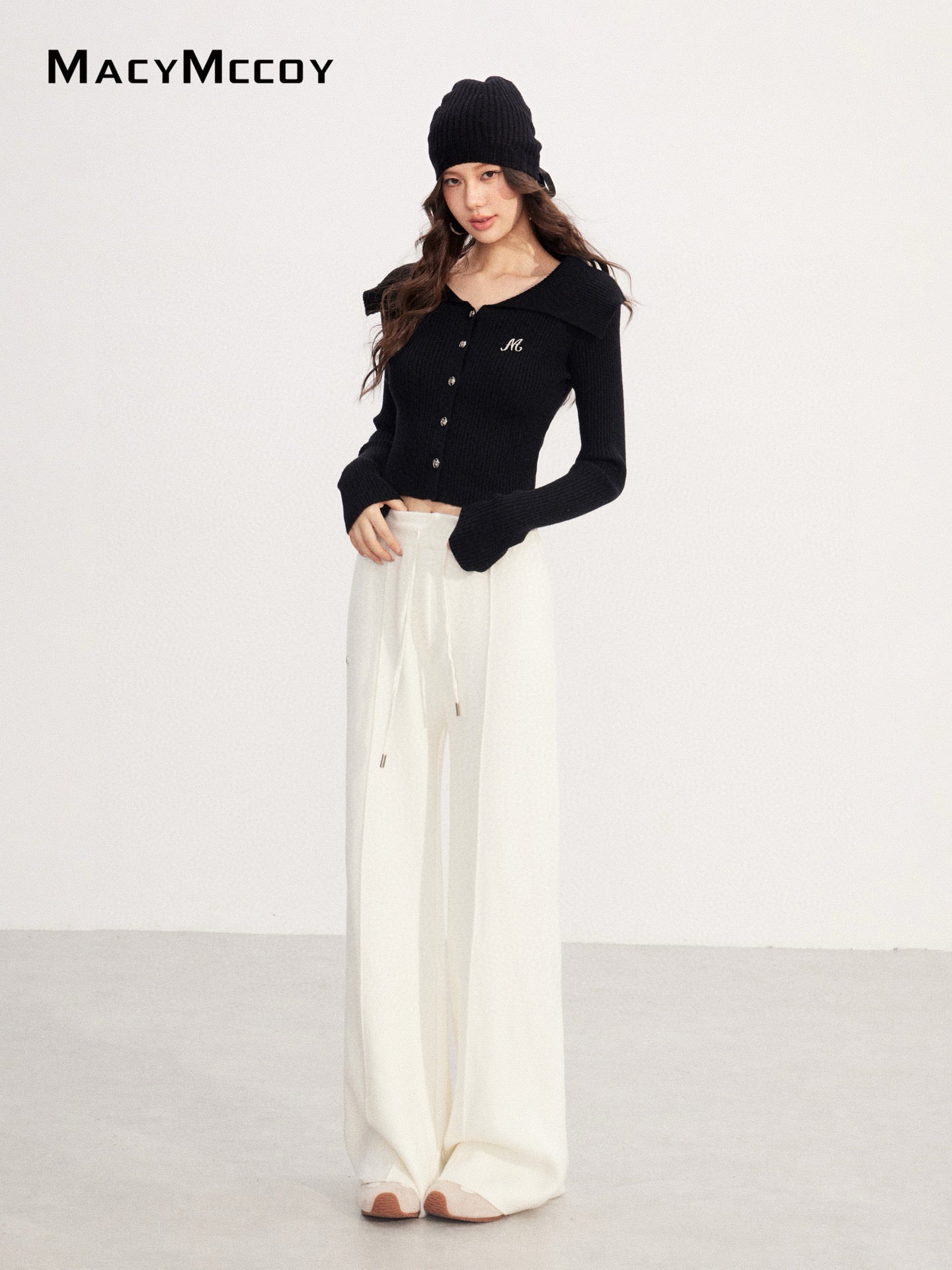 MacyMccoy MMC2025225 Velvet knitted wide leg pants