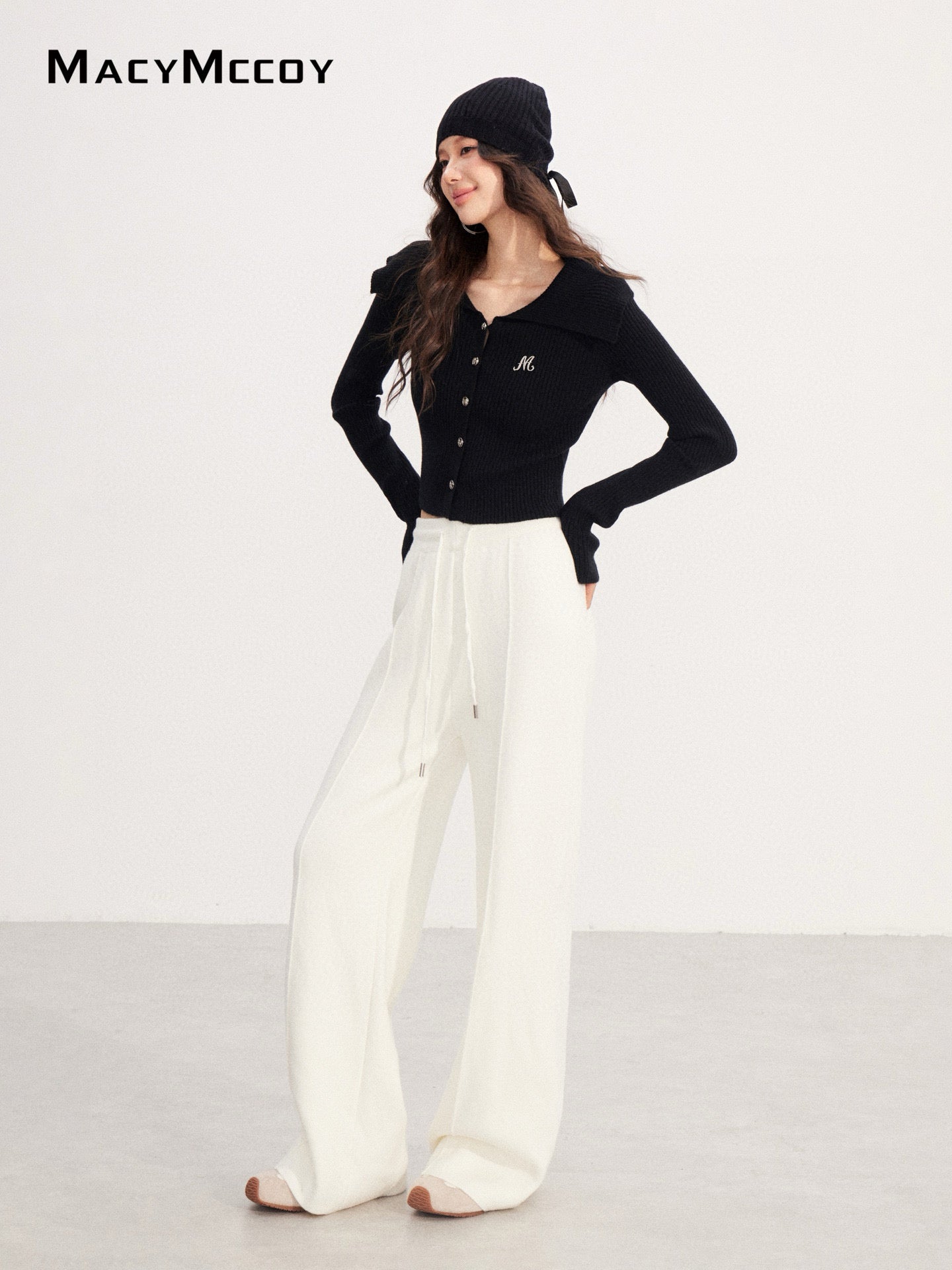 MacyMccoy MMC2025225 Velvet knitted wide leg pants