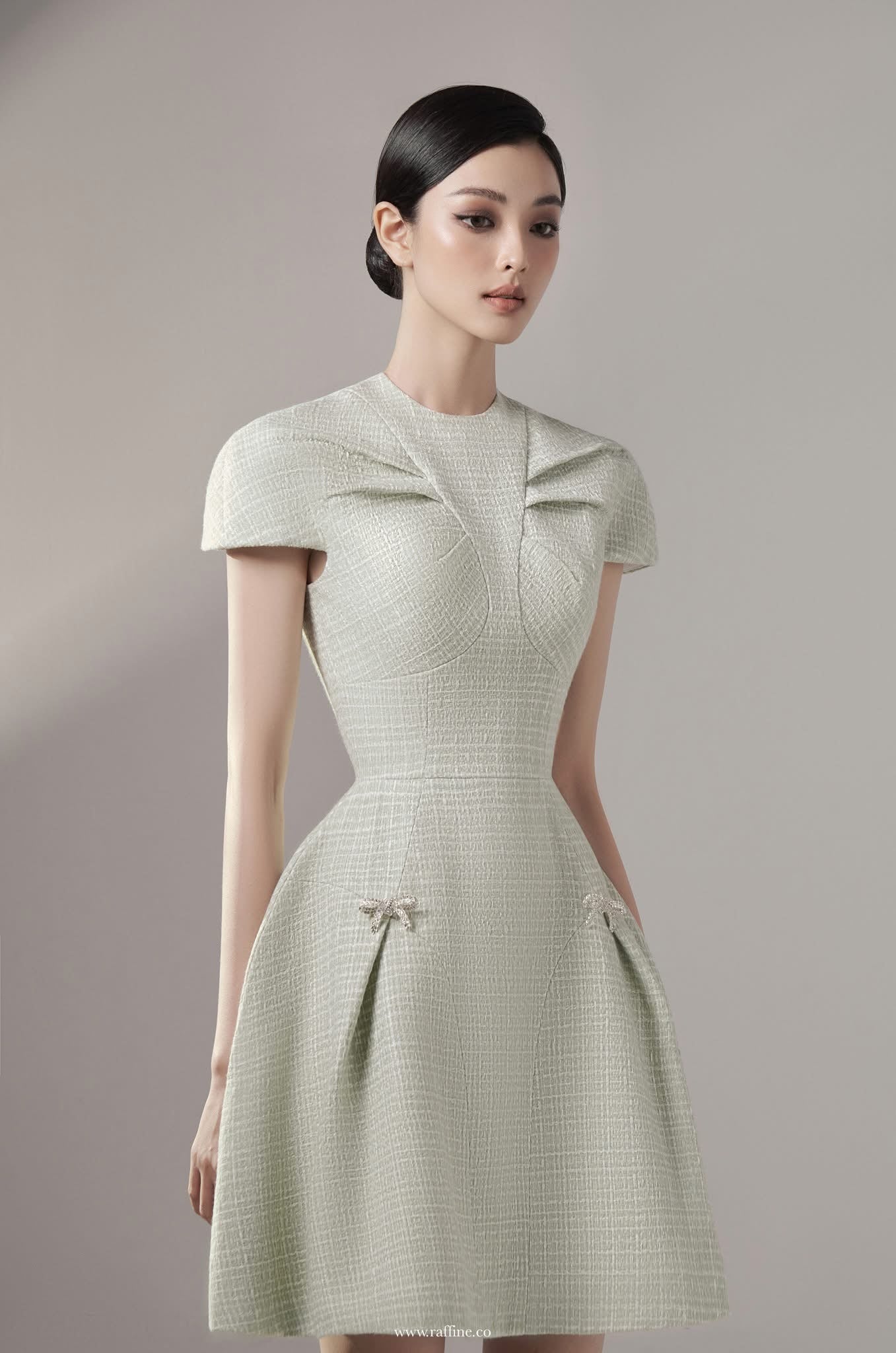 Raffiné CARLA PUFFED SLEEVE TWEED DRESS