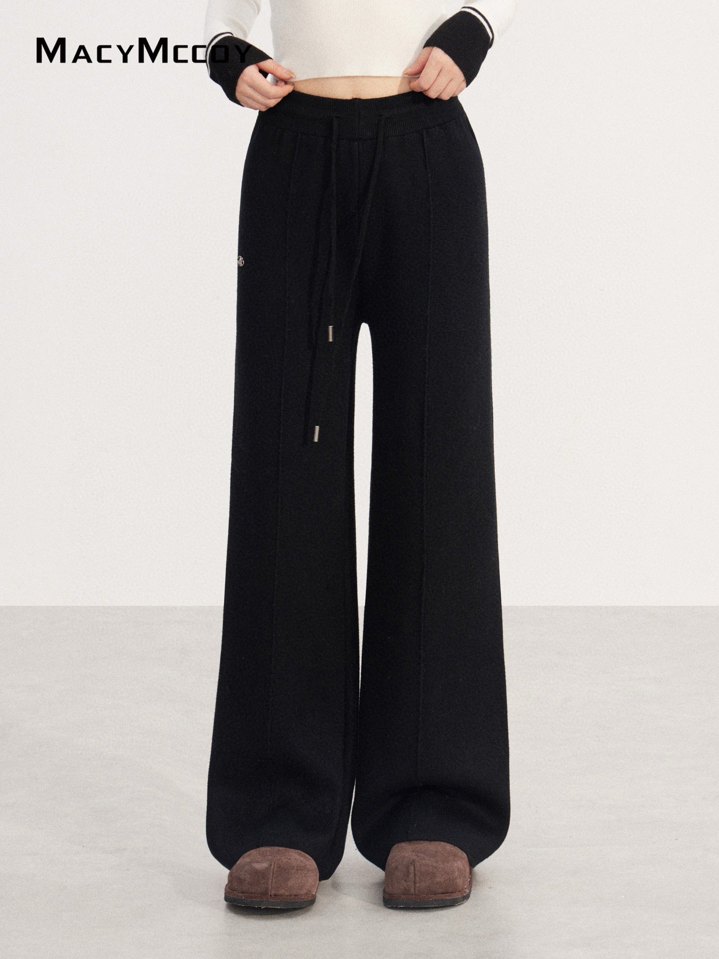 MacyMccoy MMC2025225 Velvet knitted wide leg pants