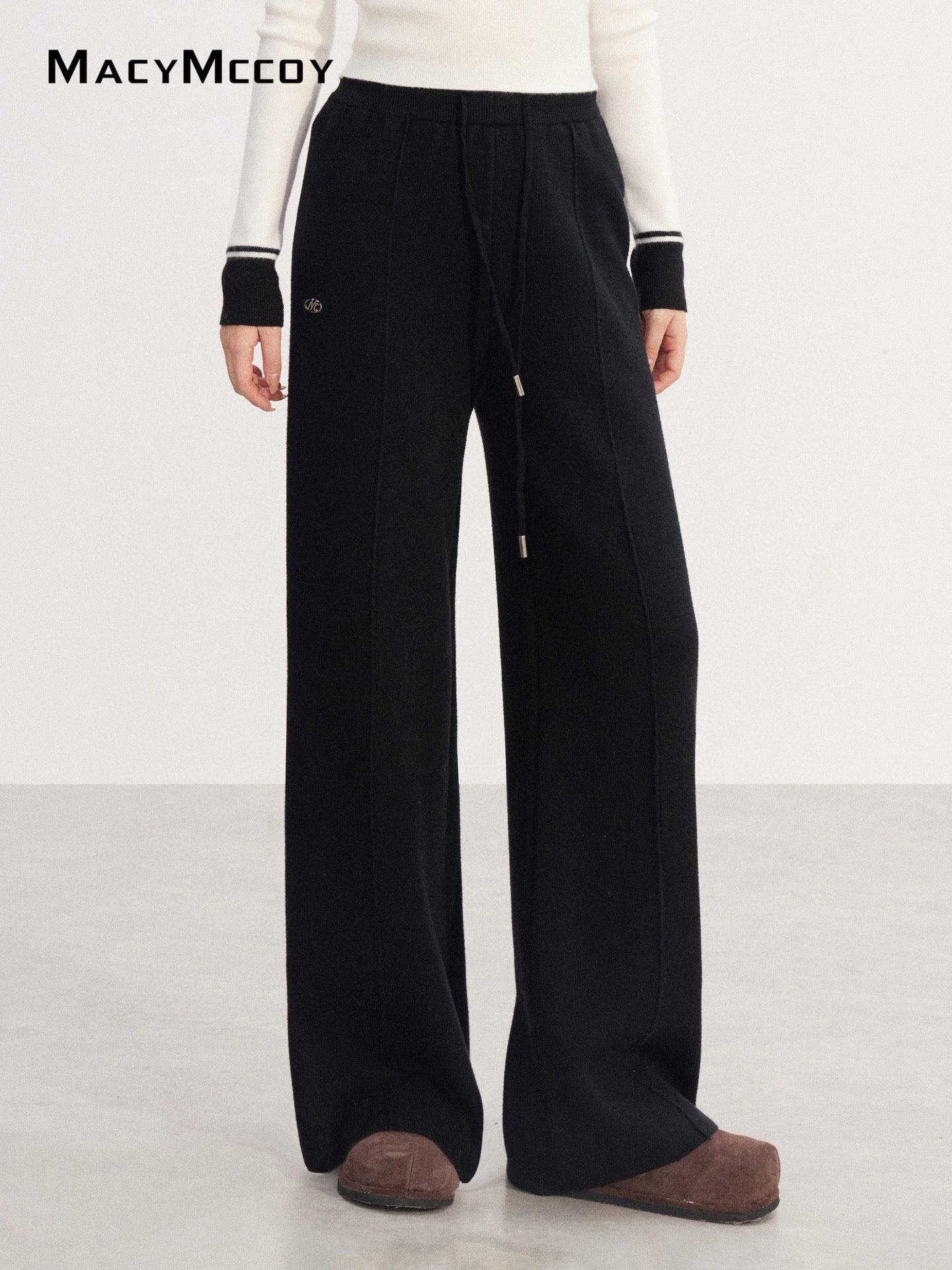 MacyMccoy MMC2025225 Velvet knitted wide leg pants