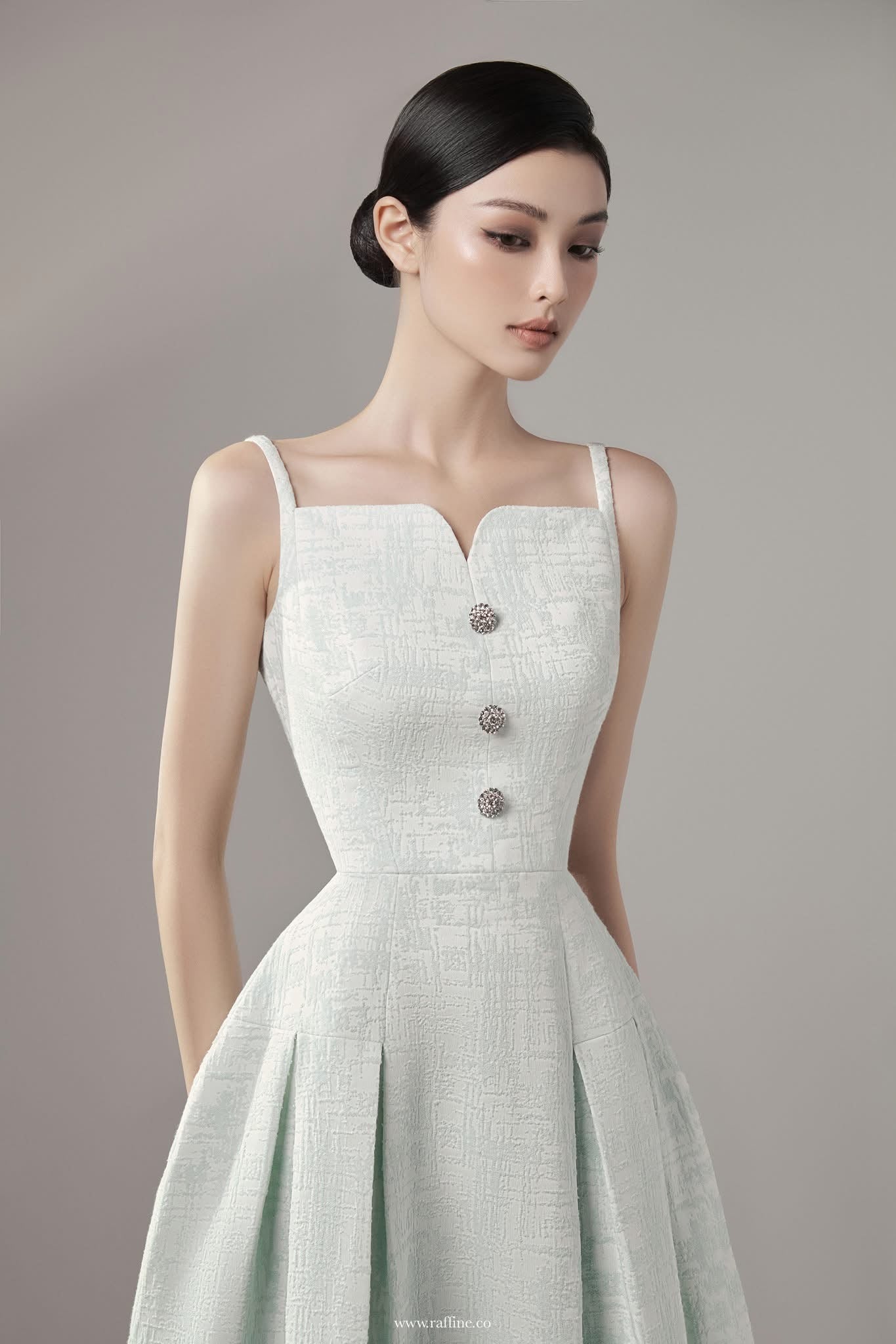 Raffiné ALOUETTE SIDE PLEATED MIDI SHIRTDRESS