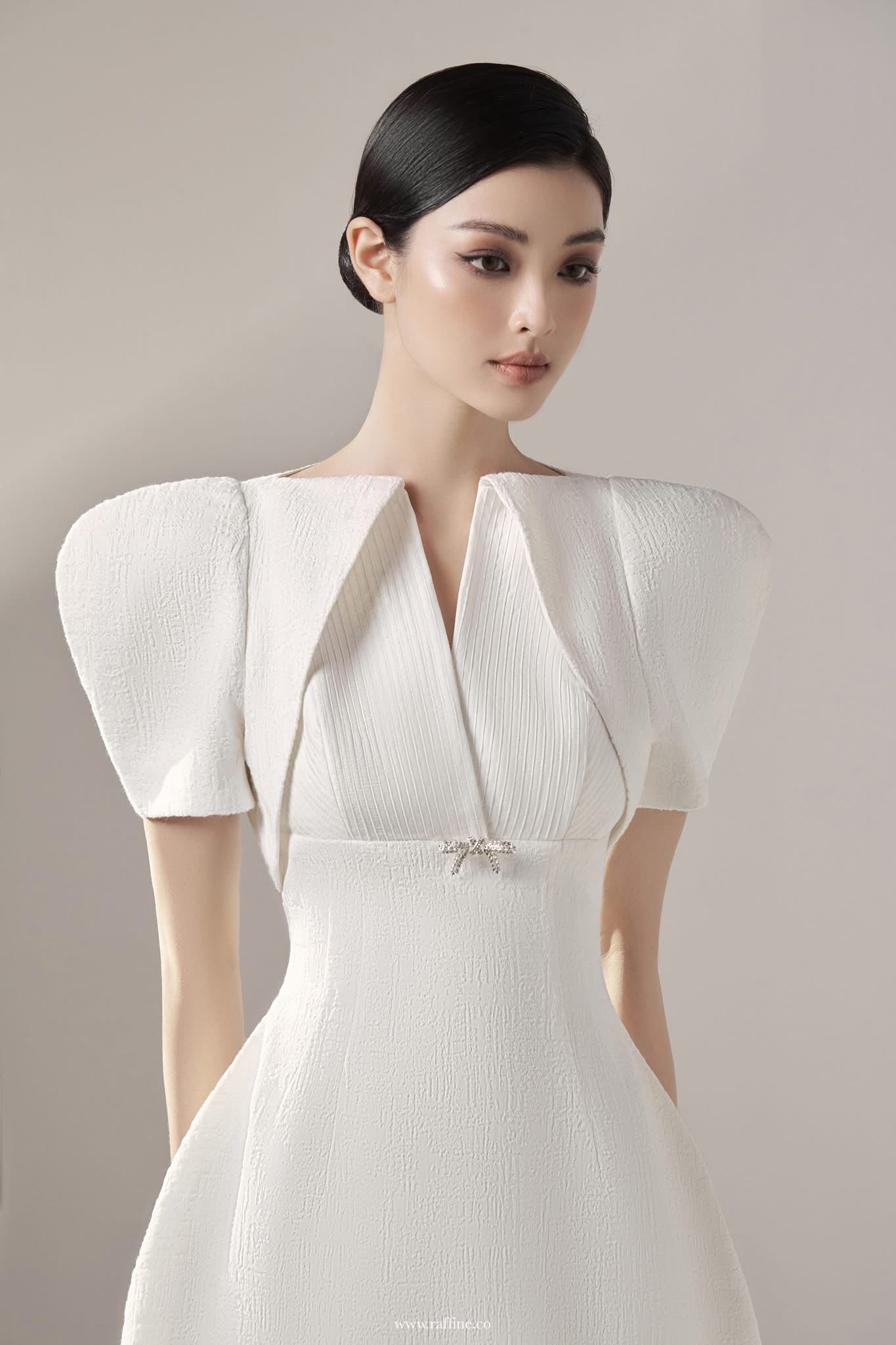 Raffiné EDITH SURPLICE PLEATED MINI DRESS