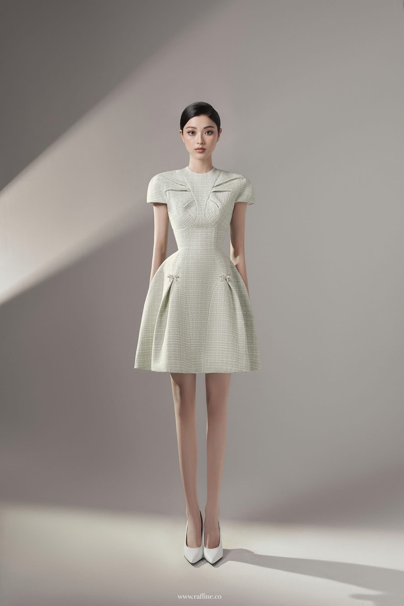 Raffiné CARLA PUFFED SLEEVE TWEED DRESS