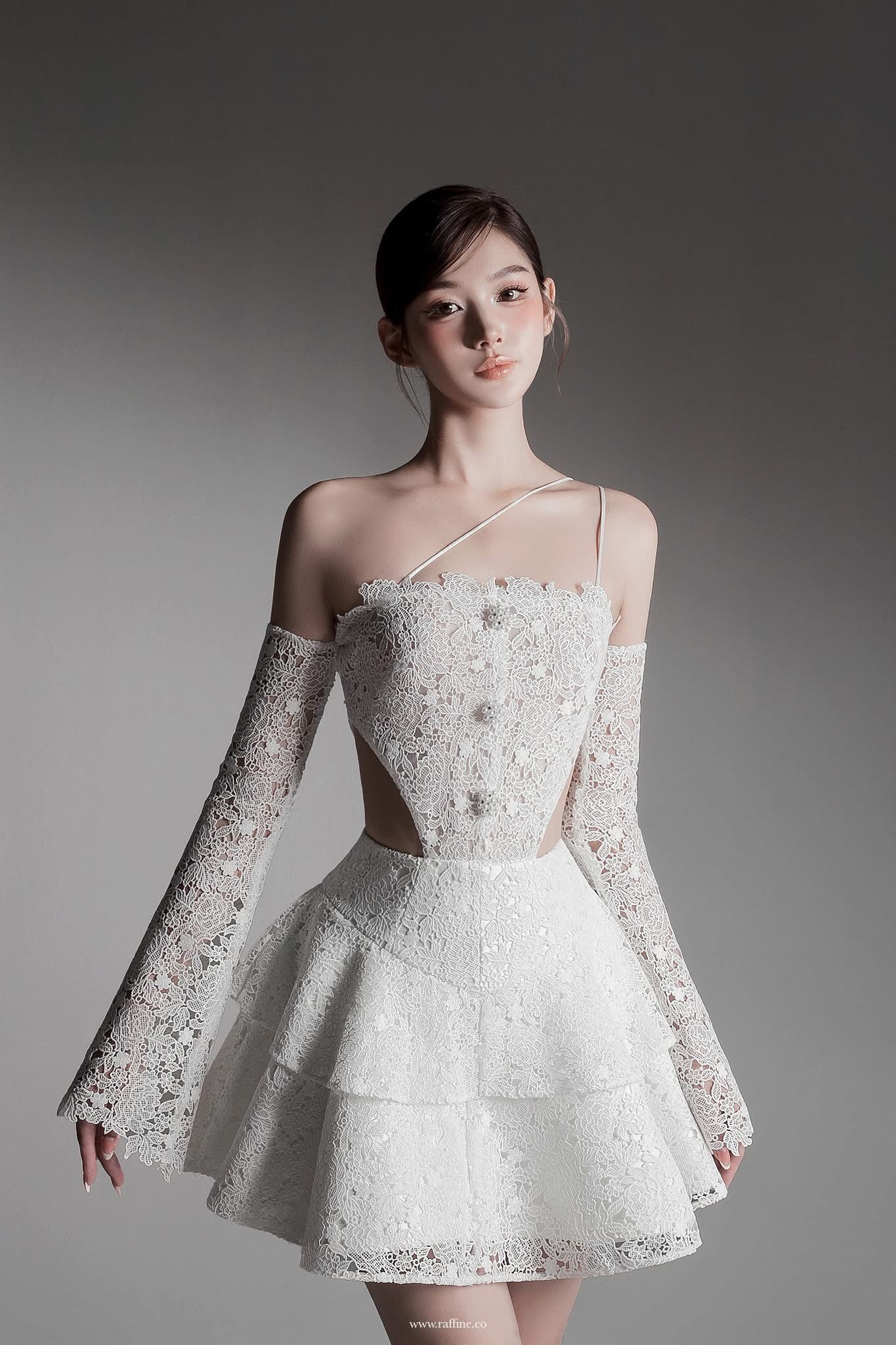 Raffiné VERNI CUT-OUT LAYERED LACE MINI DRESS
