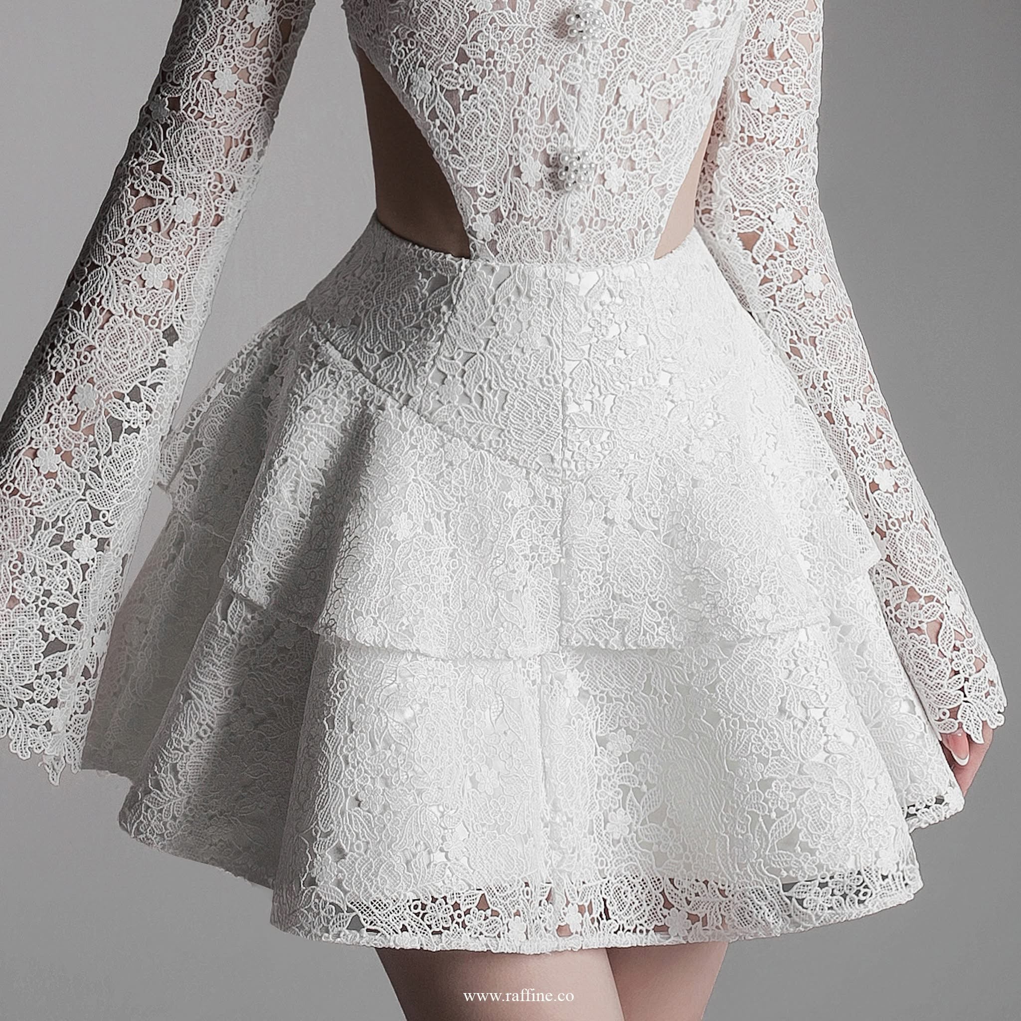 Raffiné VERNI CUT-OUT LAYERED LACE MINI DRESS