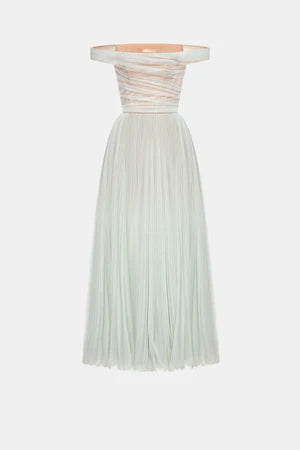 Montsand Mint Off-shoulder Midi Dress