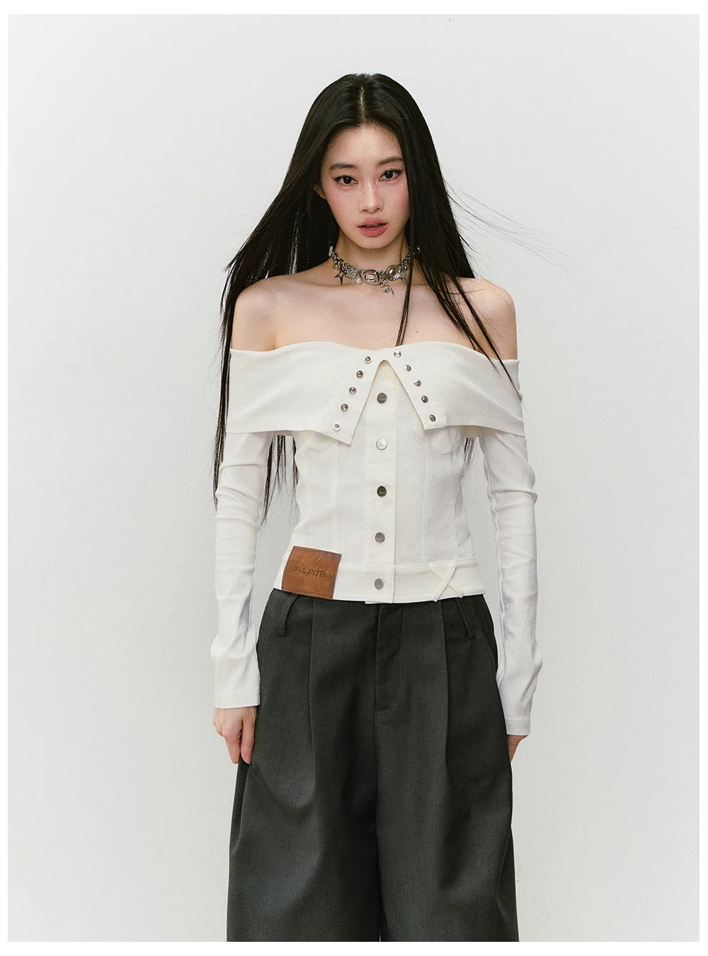 VIA PITTI VIABTP418 Waist cinched high stretch denim jacket