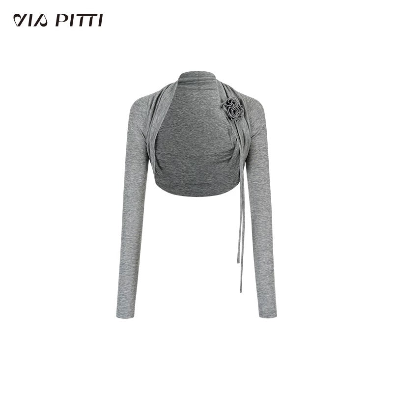 VIA PITTI VIABTP443 Flower slim fitting top
