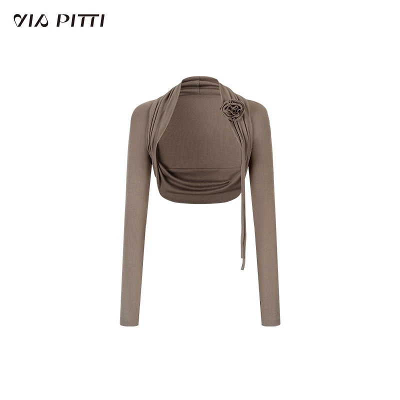 VIA PITTI VIABTP443 Flower slim fitting top