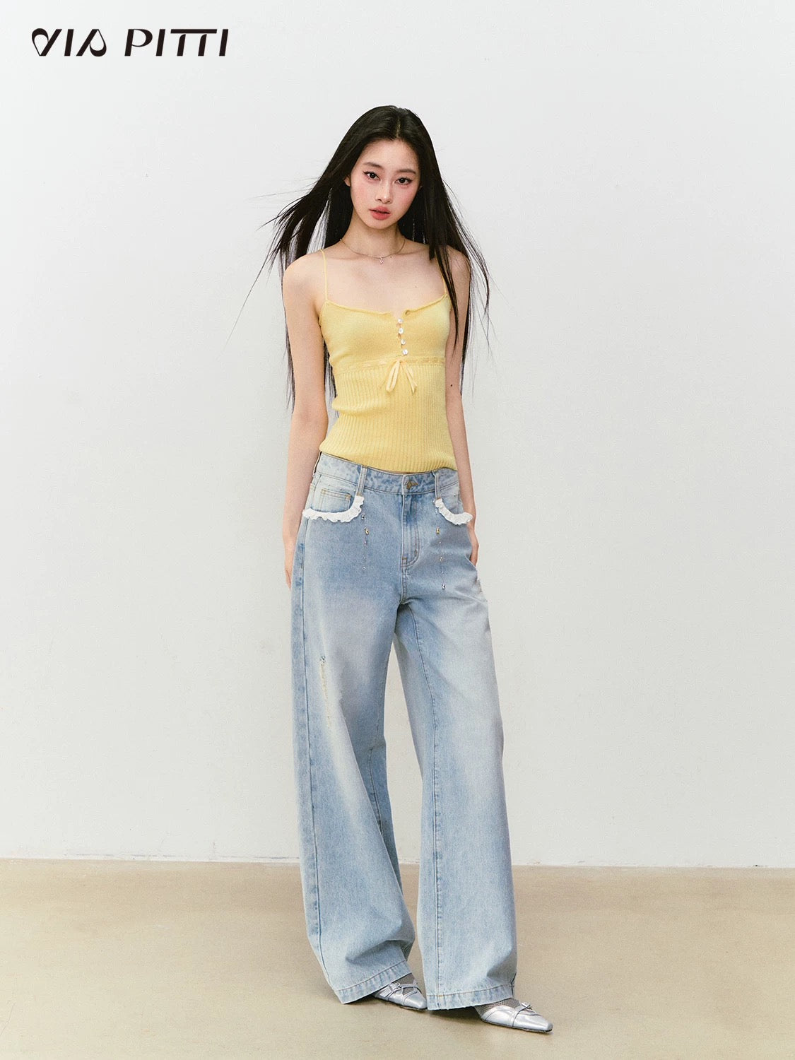 VIA PITTI VIABP446 Lace retro jeans