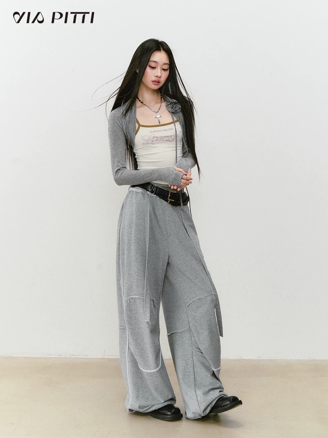 VIA PITTI VIABP387 Color blocking loose straight sweatpants