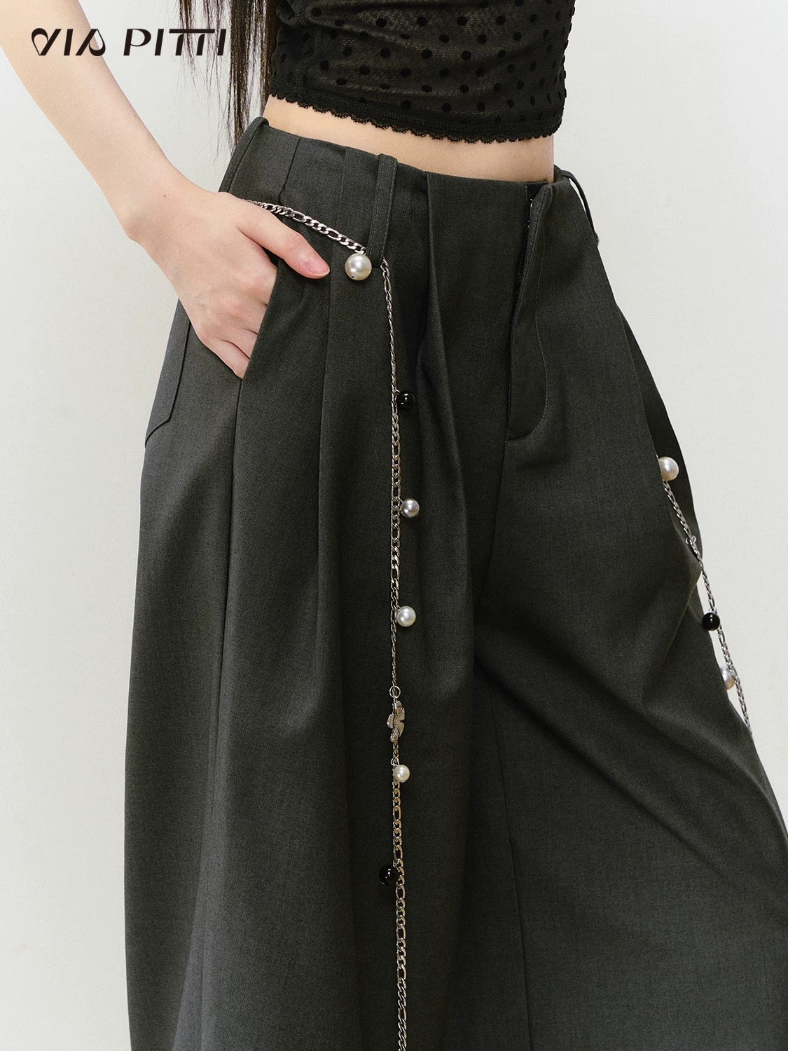 VIA PITTI VIAAA029 Casual wide leg suit pants